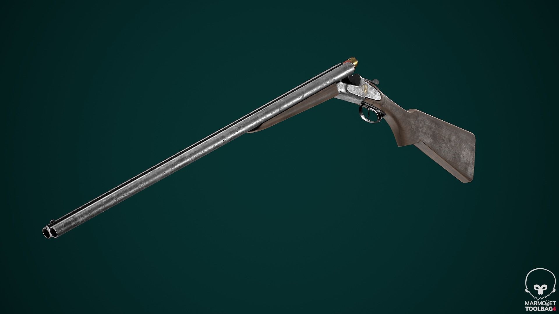 Double barrel shotgun Low-poly 3D model_5