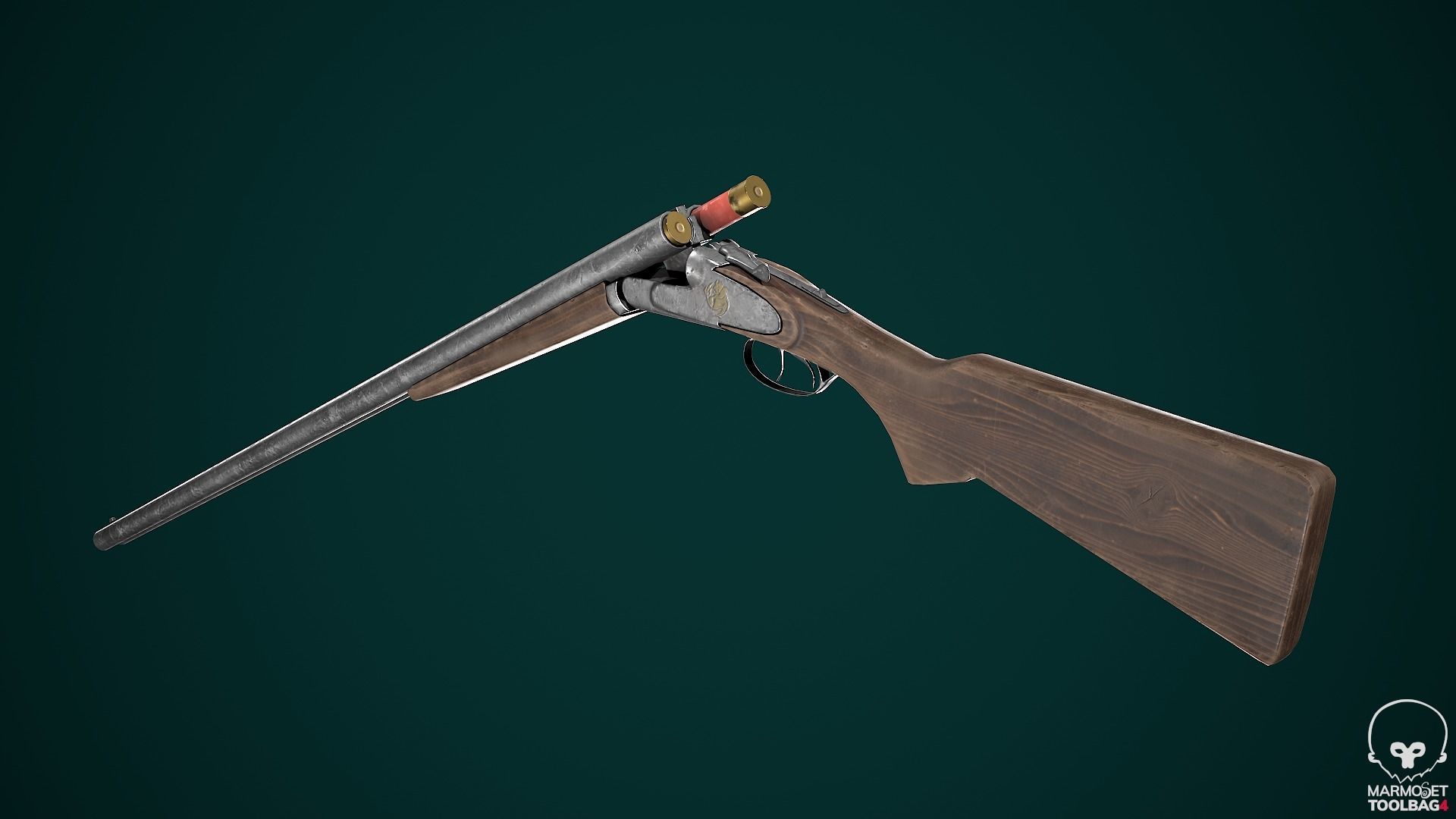 Double barrel shotgun Low-poly 3D model_4