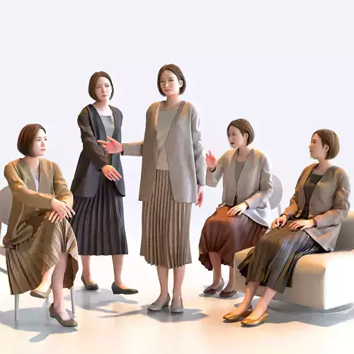 Posed Asian Business Woman - 5 Pack 1 - B1-F1M 3D model
