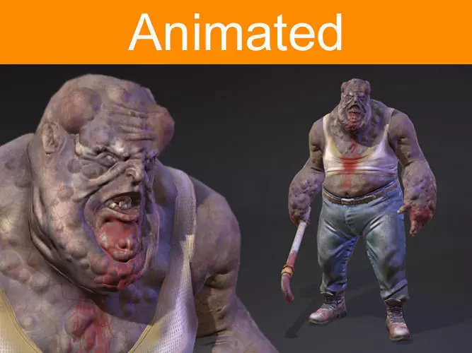 Character Fat monster Low-poly 3D model_0