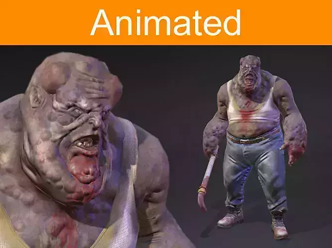 Character Fat monster Low-poly 3D model