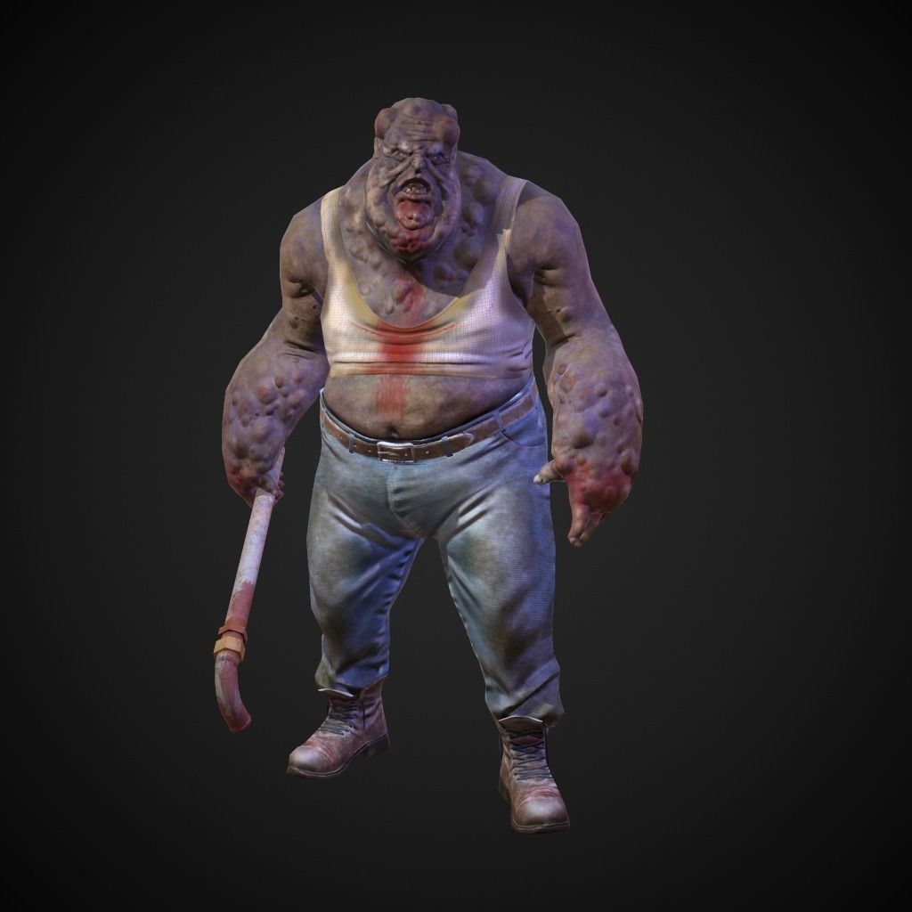 Character Fat monster Low-poly 3D model_2