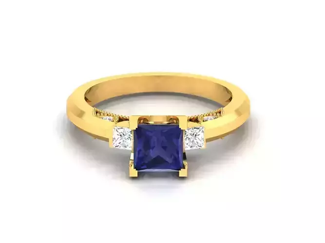 Solitaire Engagement Wedding Princess Stone Ring  3D print model