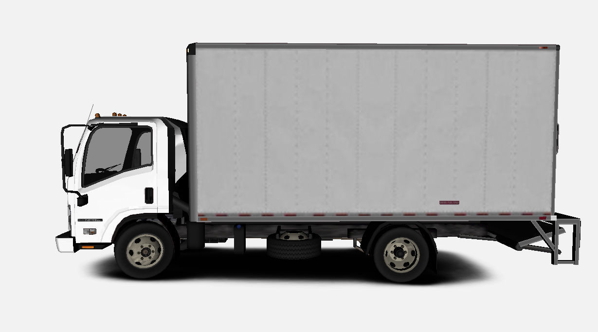 Isuzu NPR 2017 US-Spec Box Truck with Simple Interior  Low-poly 3D model_2