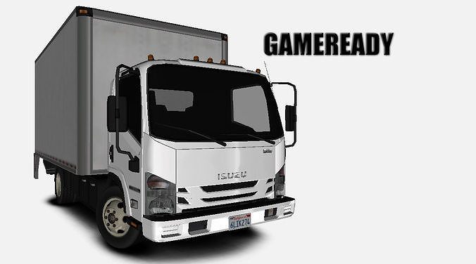 Isuzu NPR 2017 US-Spec Box Truck with Simple Interior  Low-poly 3D model