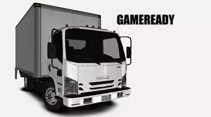 Isuzu NPR 2017 US-Spec Box Truck with Simple Interior  Low-poly 3D model