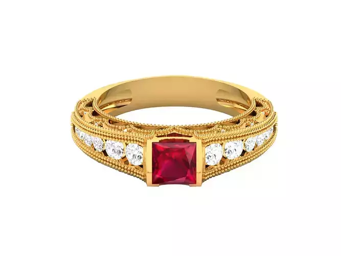 Solitaire Engagement Wedding Princess Stone Ring 3D print model