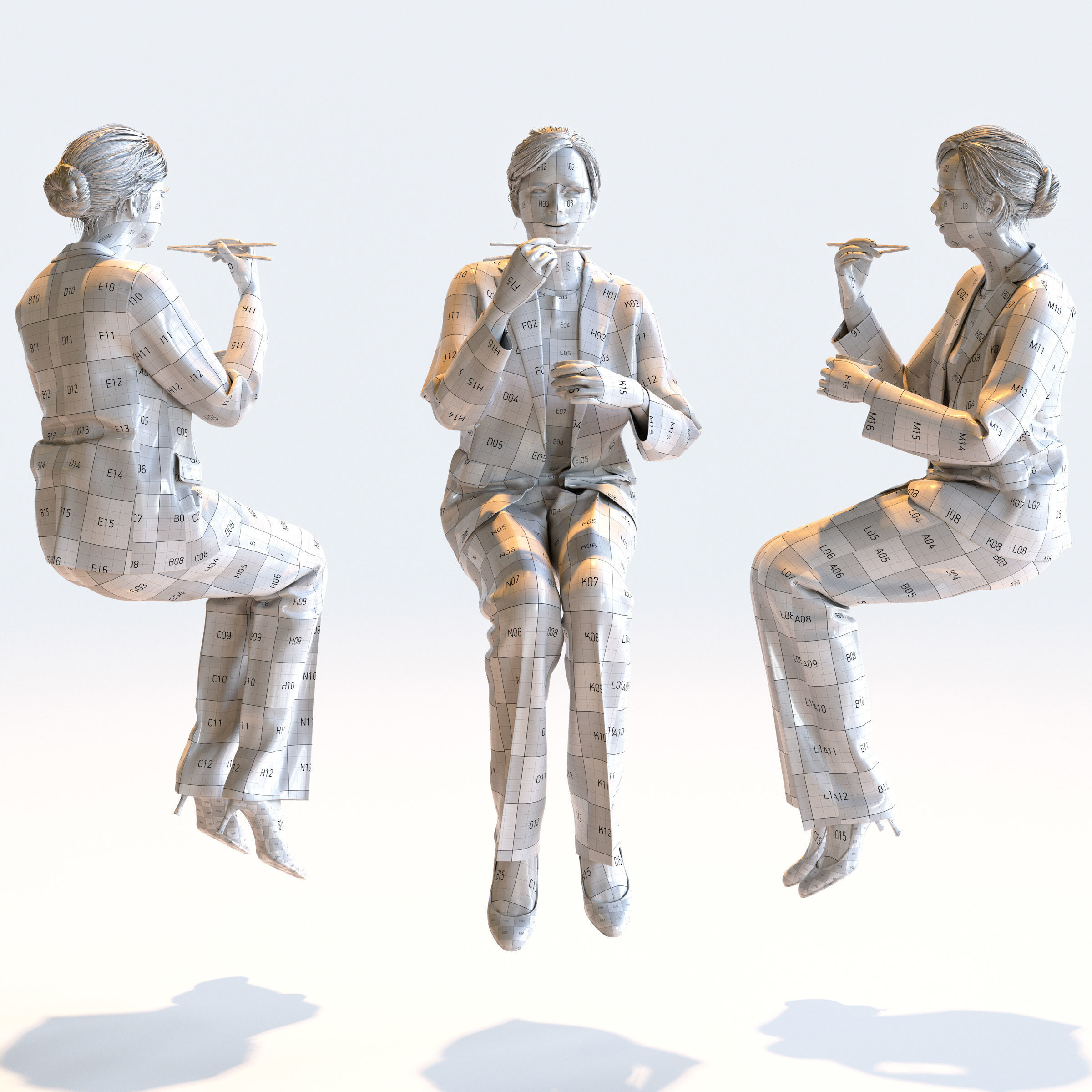 Posed Asian Business Woman - 5 Pack 3 - B1-F3T 3D model_5