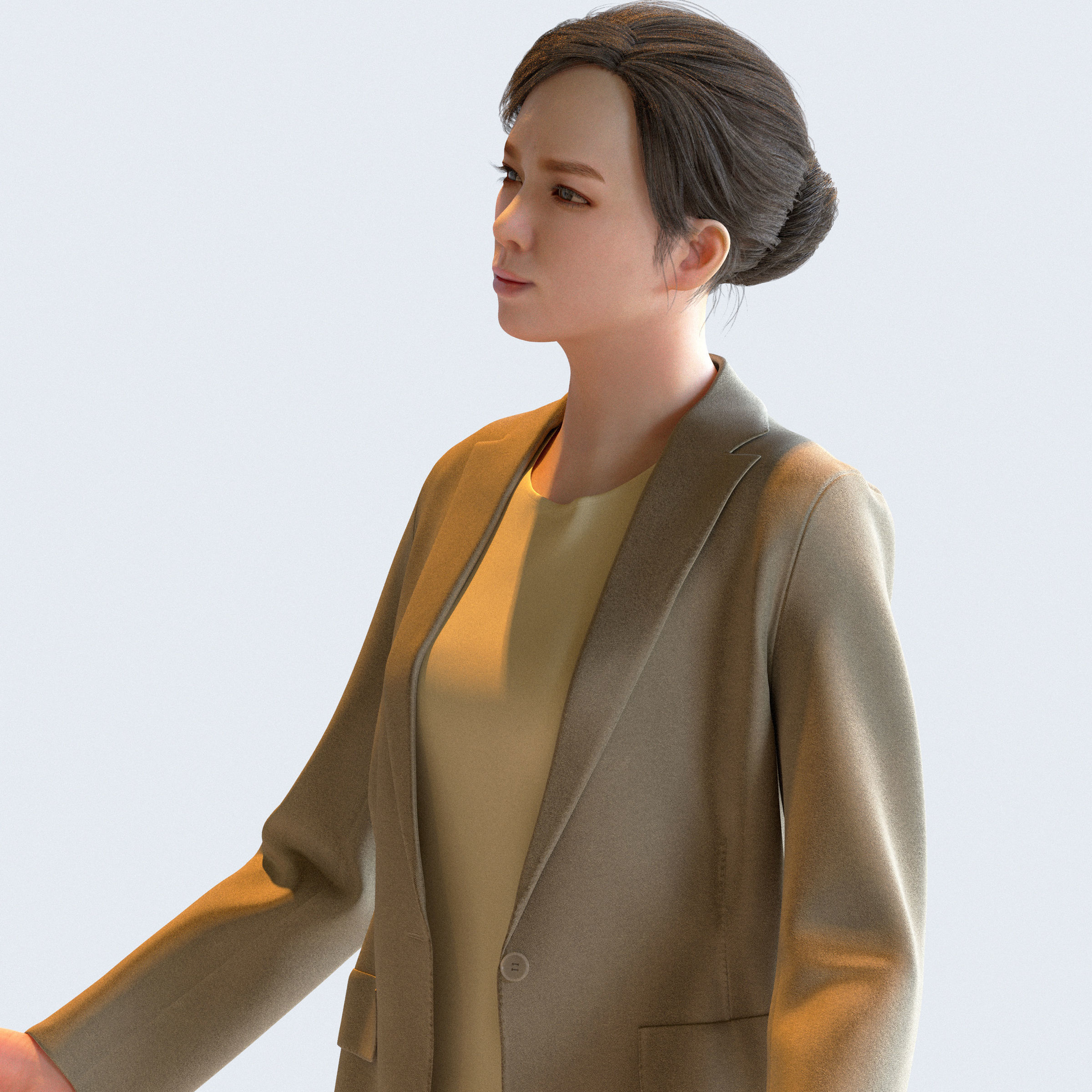 Posed Asian Business Woman - 5 Pack 3 - B1-F3T 3D model_10