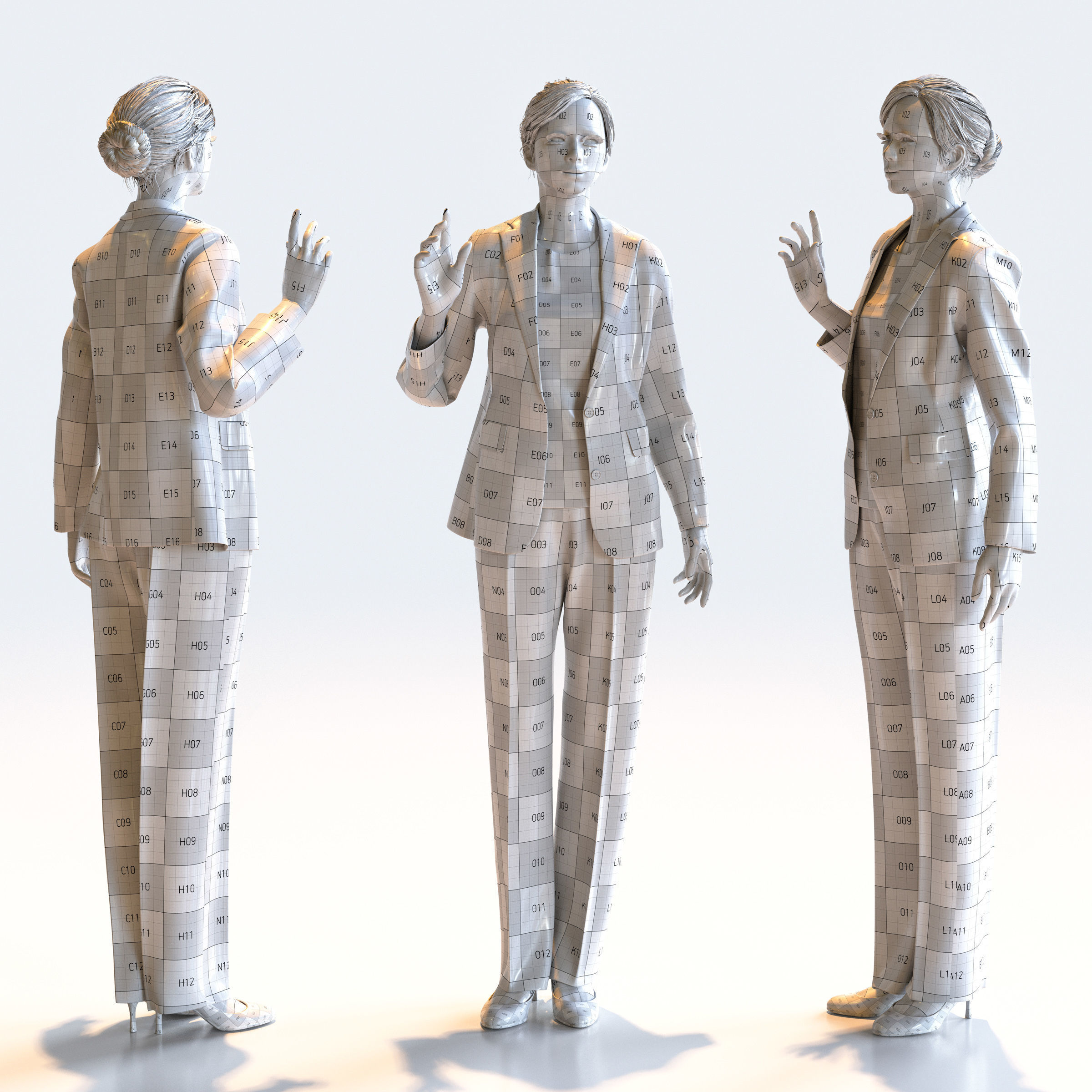 Posed Asian Business Woman - 5 Pack 3 - B1-F3T 3D model_16