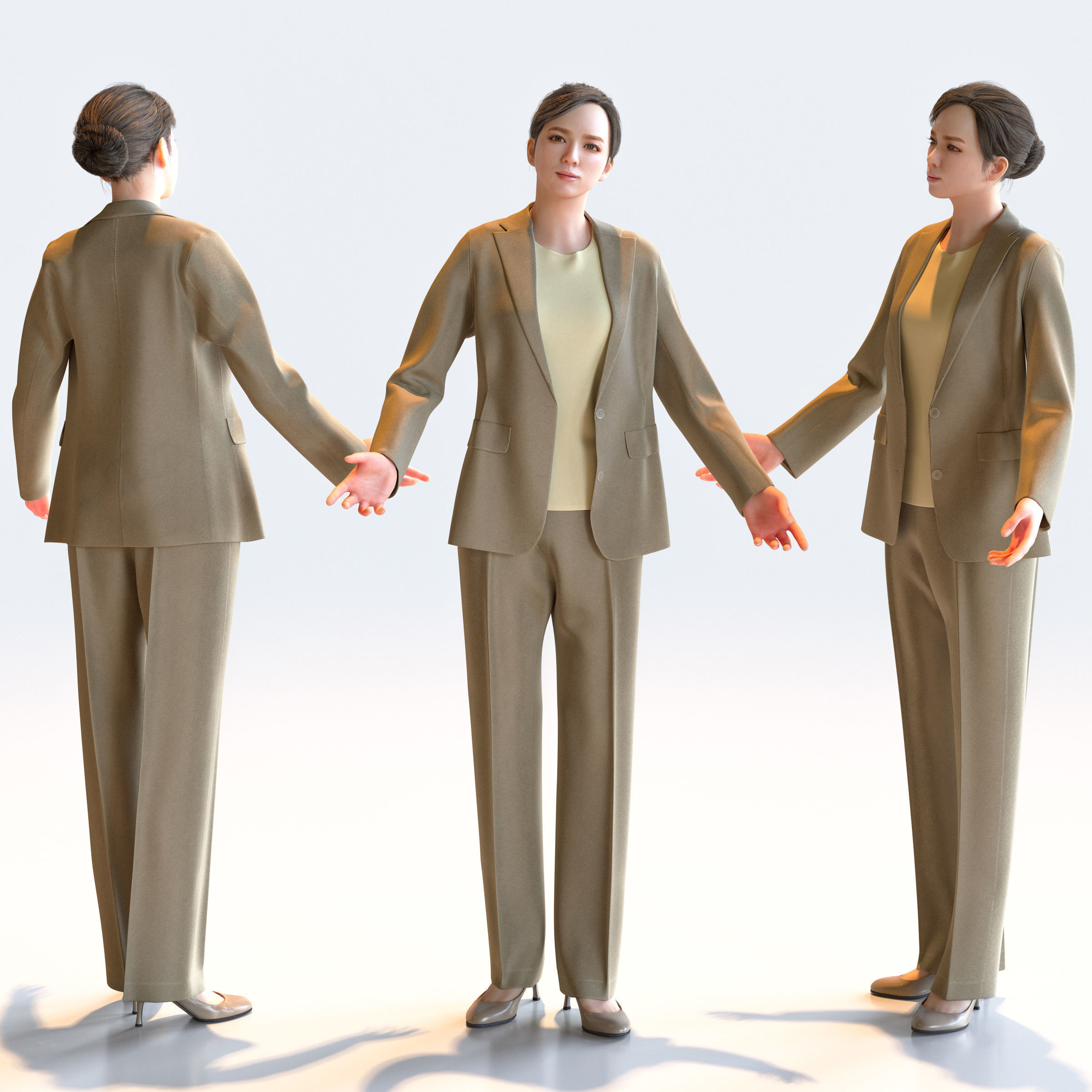 Posed Asian Business Woman - 5 Pack 3 - B1-F3T 3D model_11