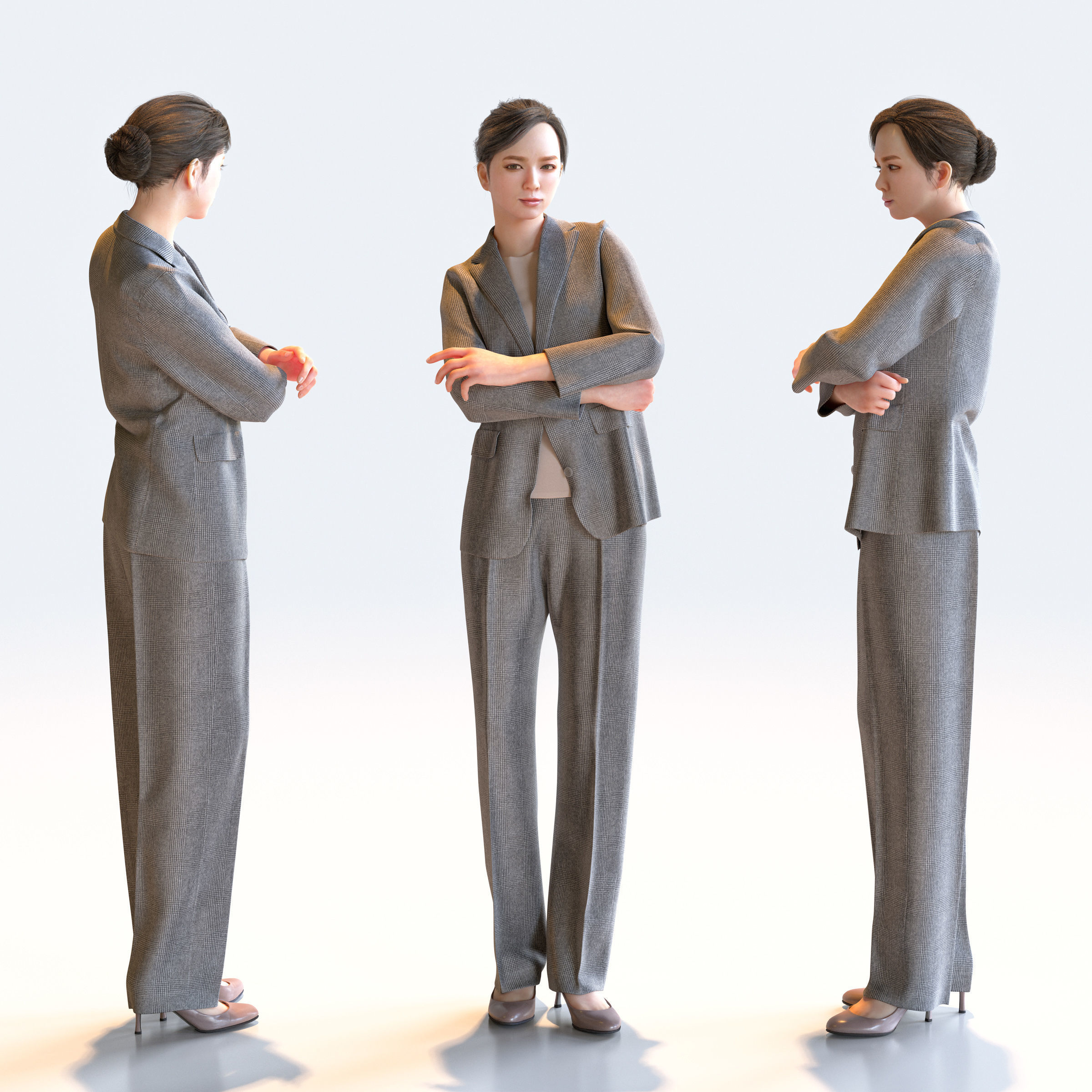 Posed Asian Business Woman - 5 Pack 3 - B1-F3T 3D model_7