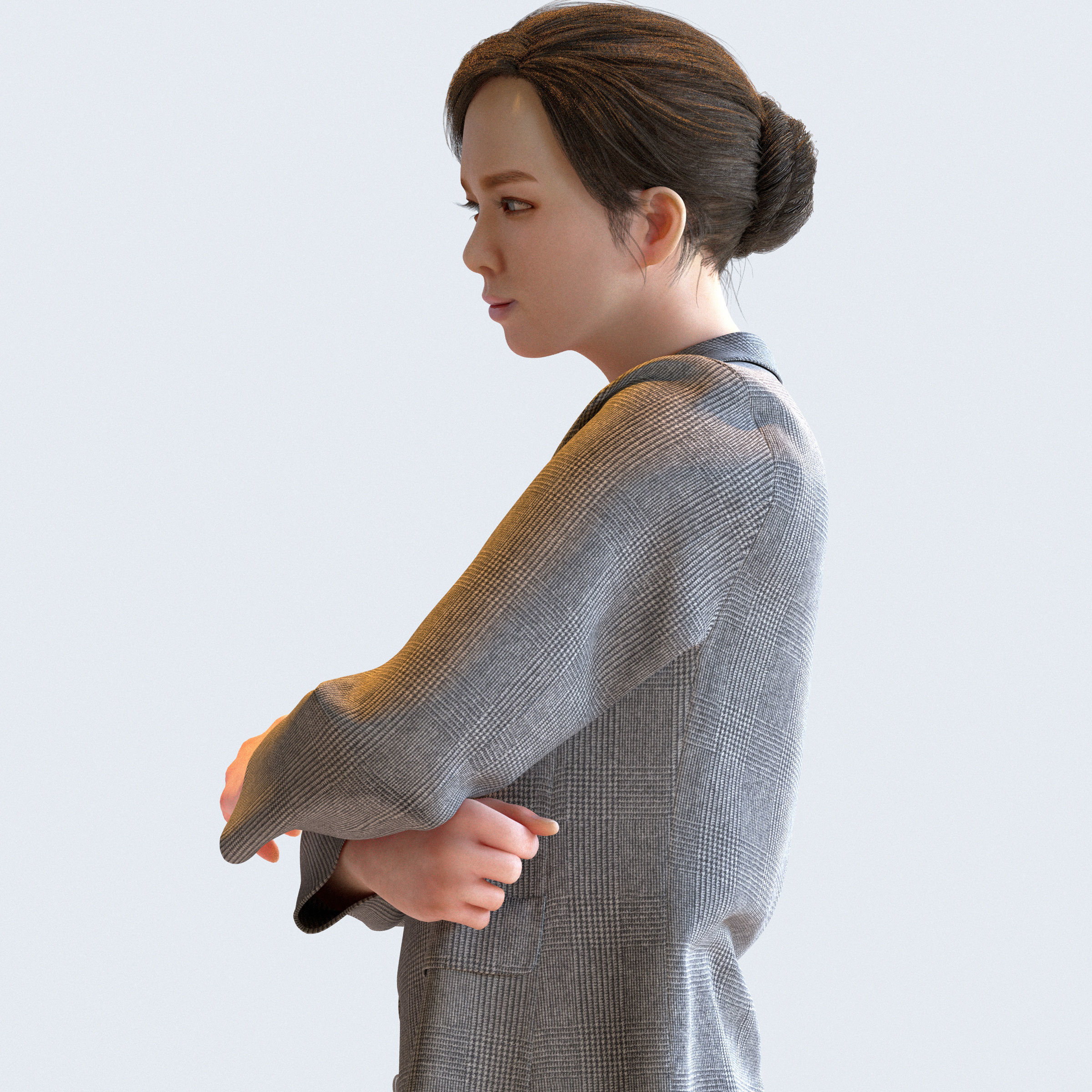 Posed Asian Business Woman - 5 Pack 3 - B1-F3T 3D model_6