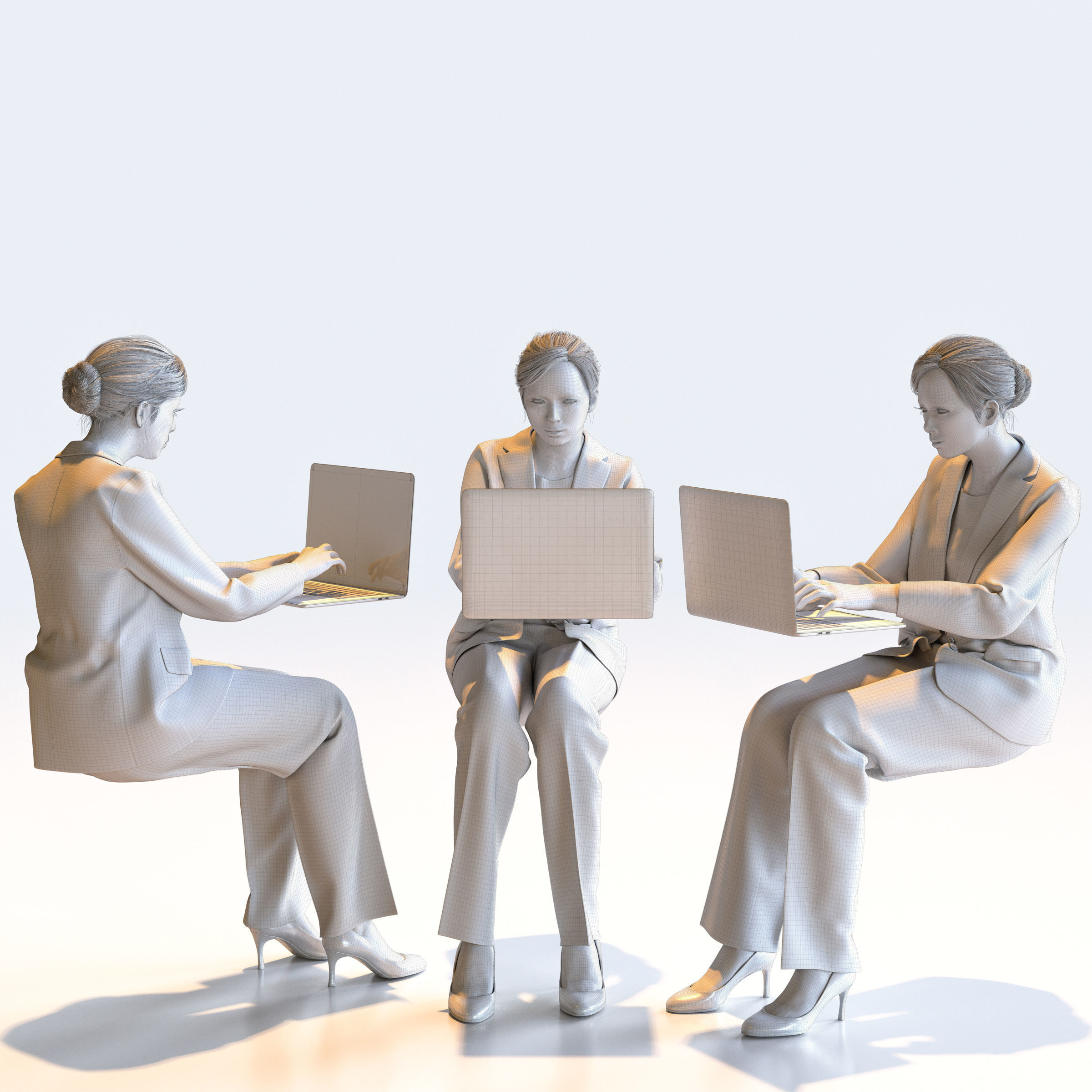 Posed Asian Business Woman - 5 Pack 3 - B1-F3T 3D model_20