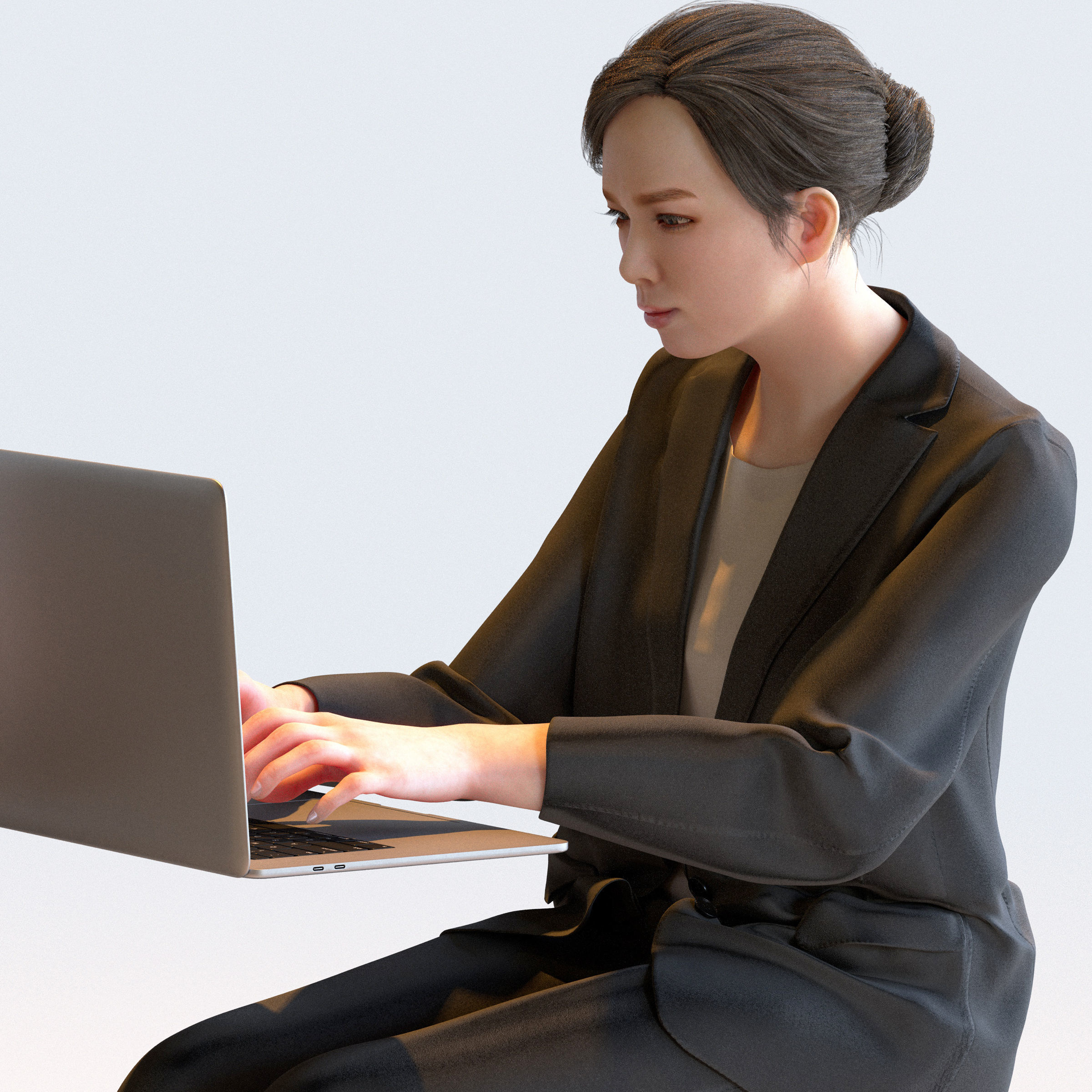 Posed Asian Business Woman - 5 Pack 3 - B1-F3T 3D model_18