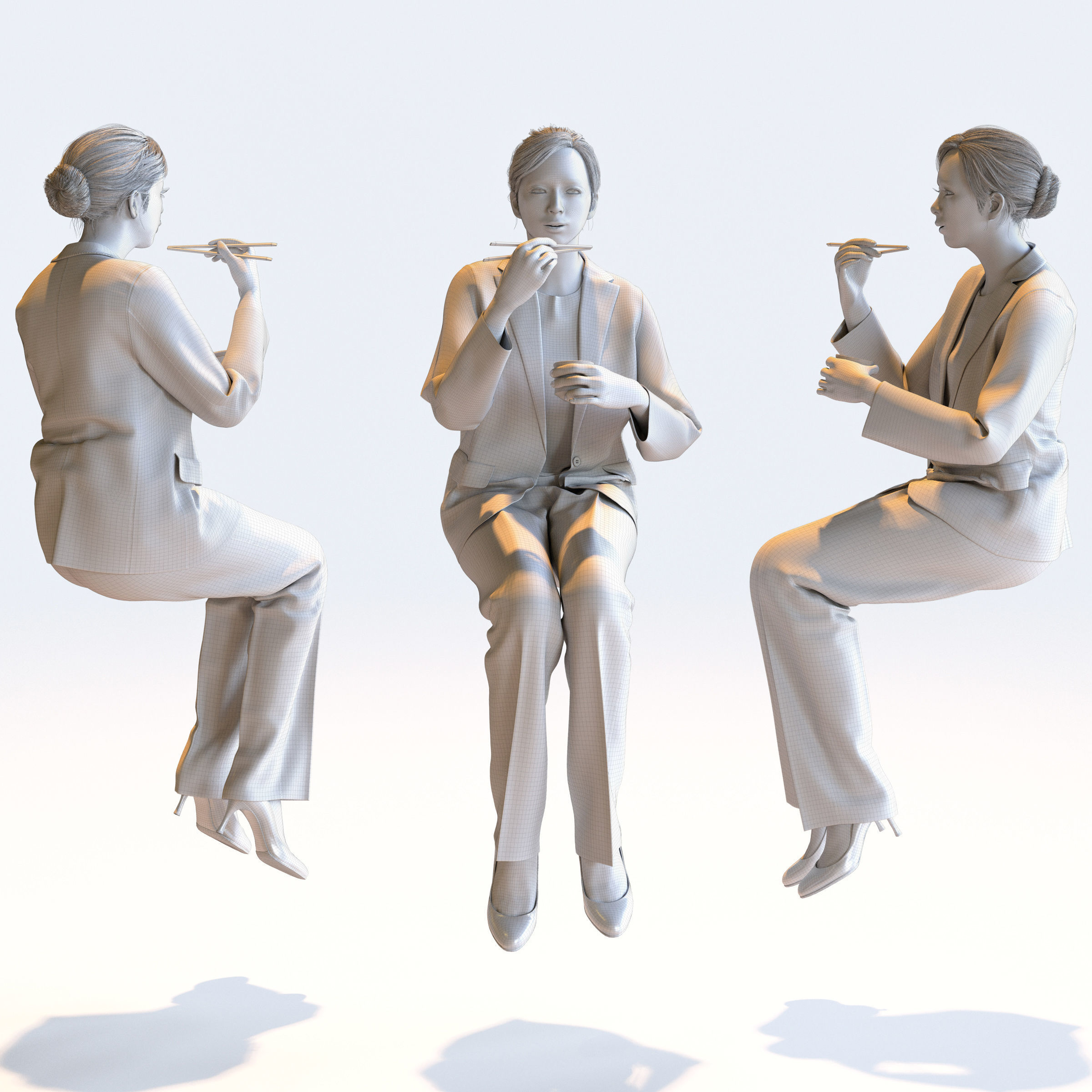 Posed Asian Business Woman - 5 Pack 3 - B1-F3T 3D model_4