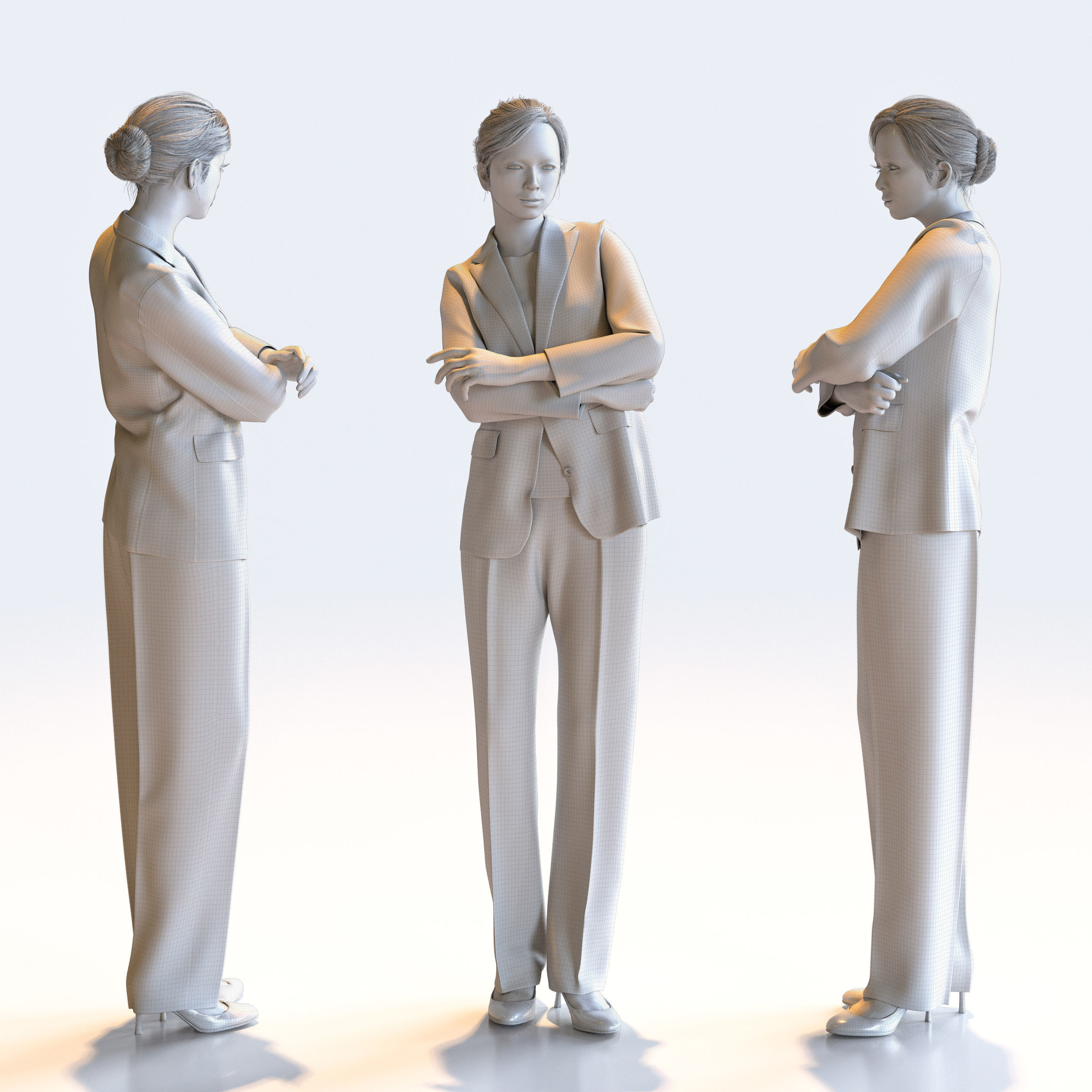 Posed Asian Business Woman - 5 Pack 3 - B1-F3T 3D model_8
