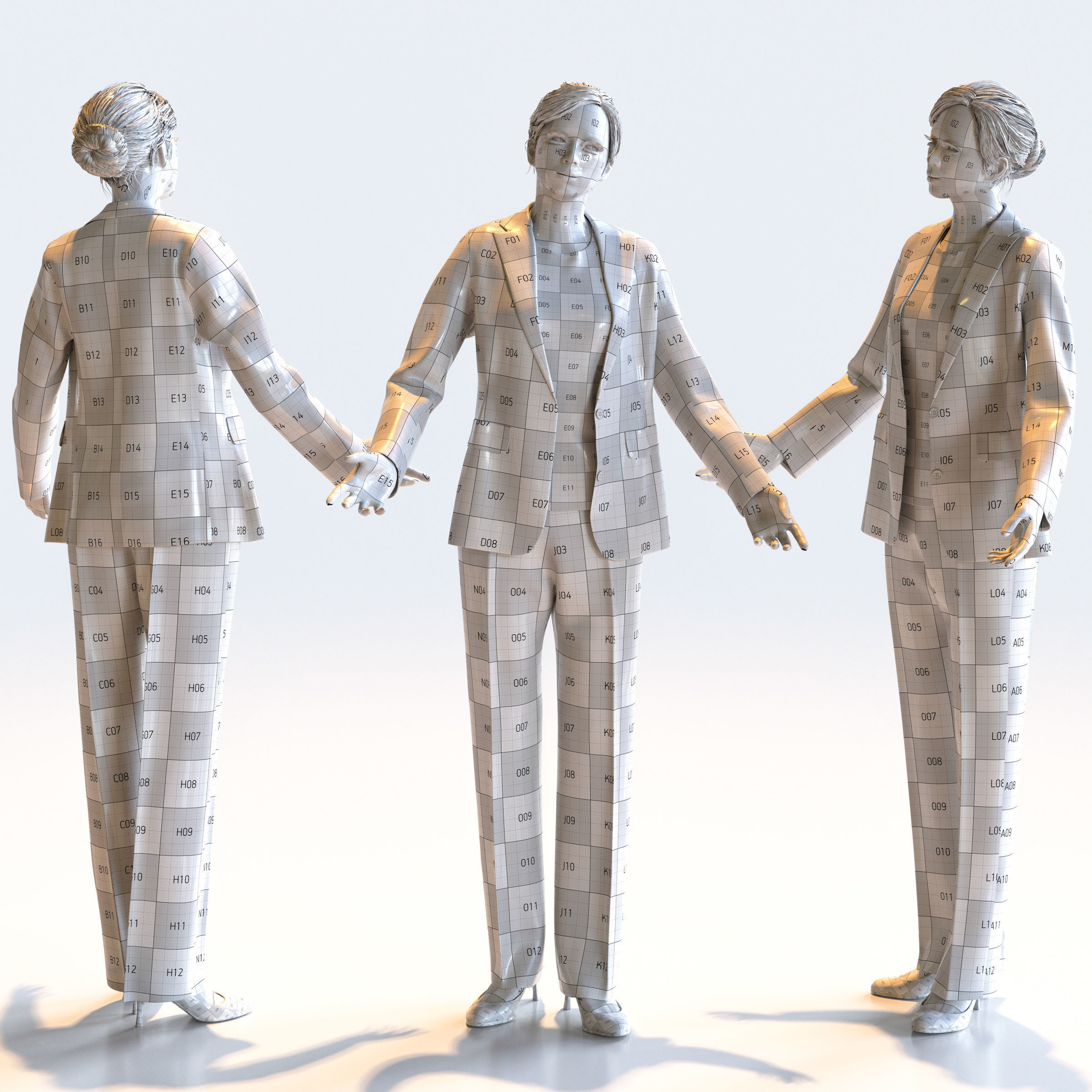 Posed Asian Business Woman - 5 Pack 3 - B1-F3T 3D model_13