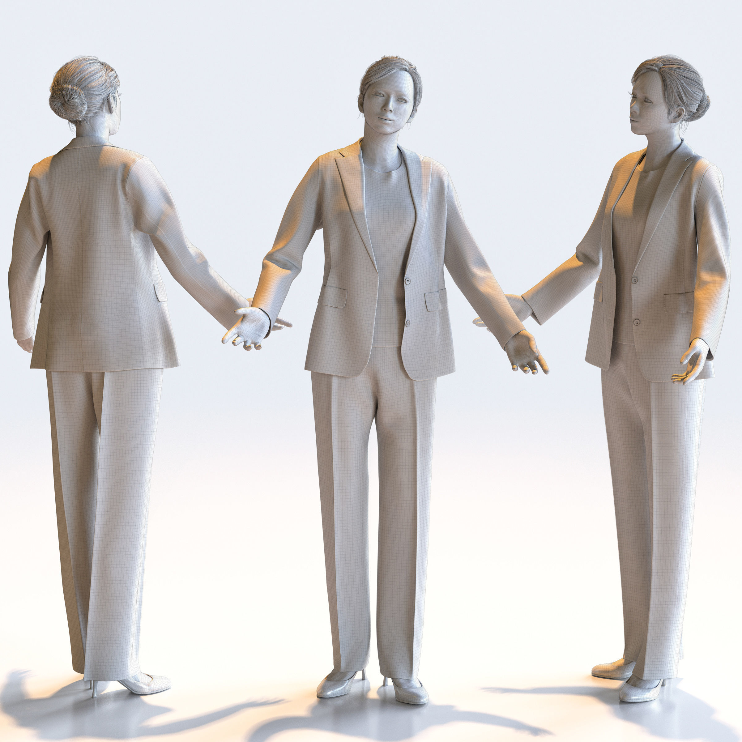 Posed Asian Business Woman - 5 Pack 3 - B1-F3T 3D model_12