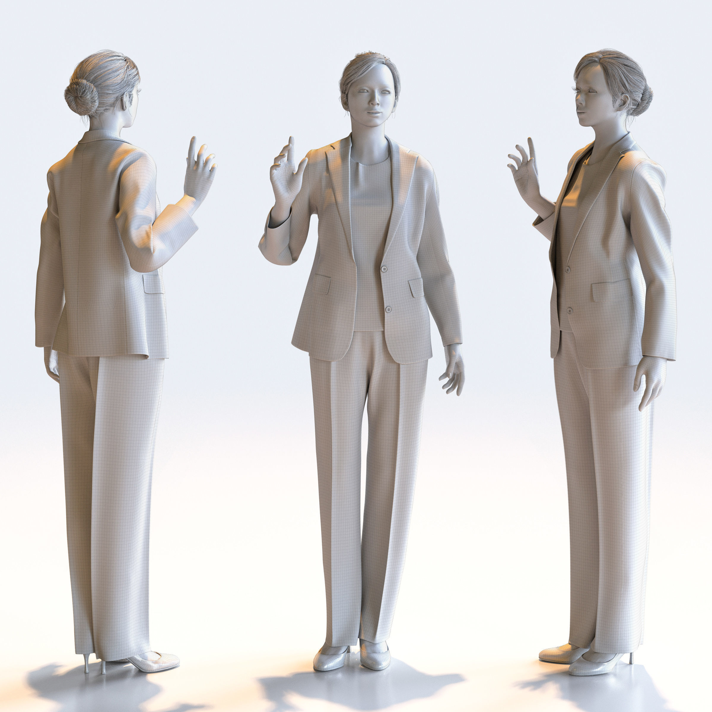 Posed Asian Business Woman - 5 Pack 3 - B1-F3T 3D model_17