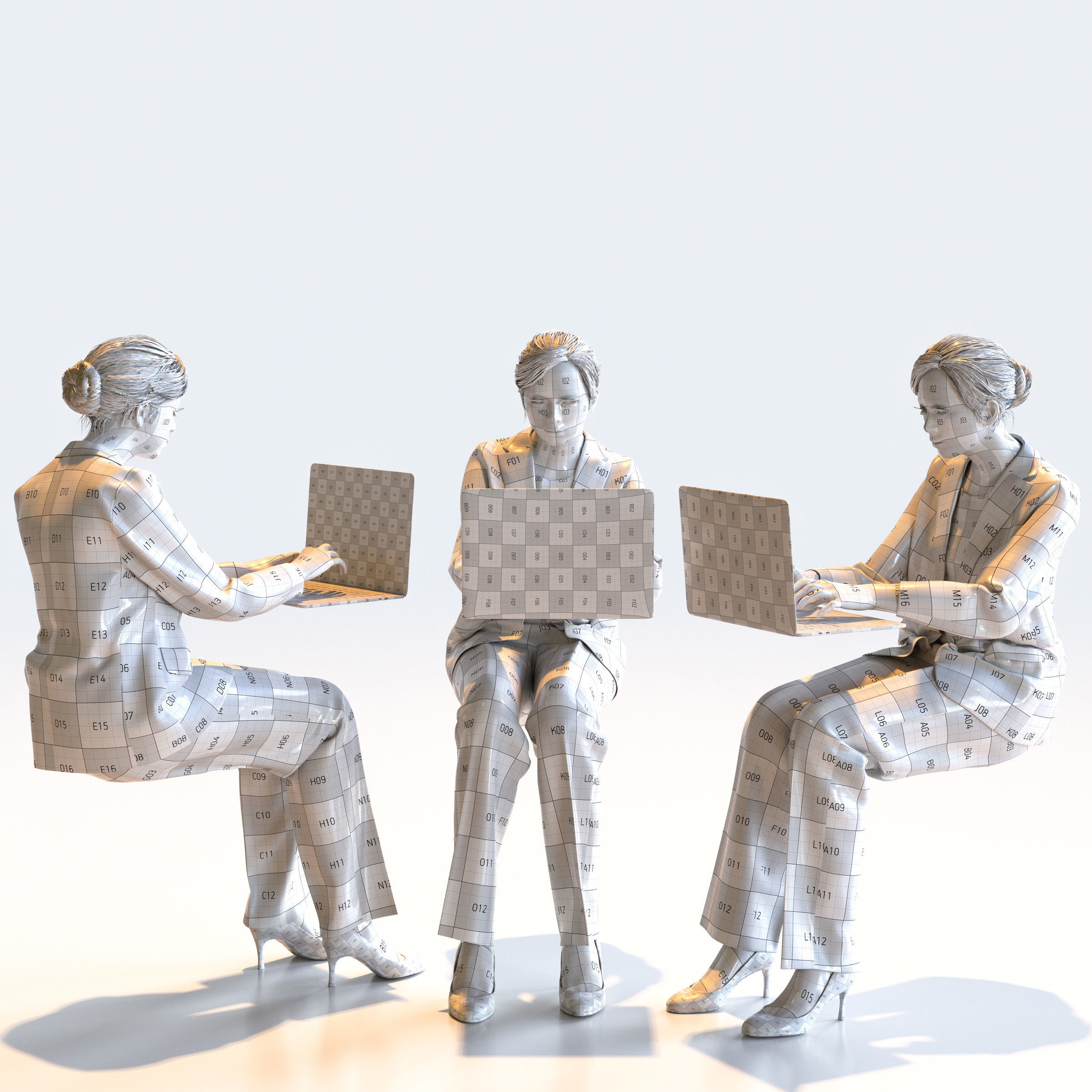 Posed Asian Business Woman - 5 Pack 3 - B1-F3T 3D model_21