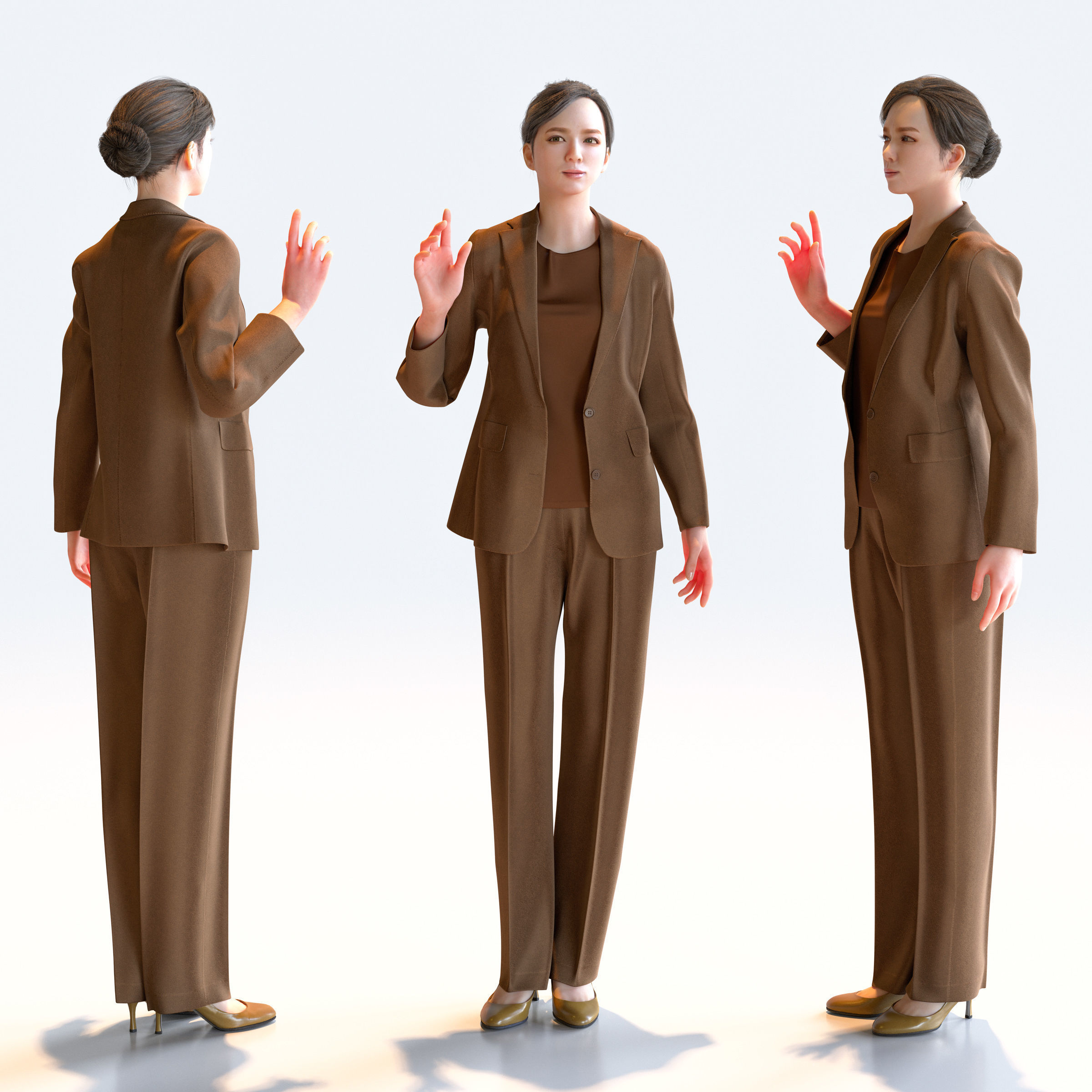 Posed Asian Business Woman - 5 Pack 3 - B1-F3T 3D model_15