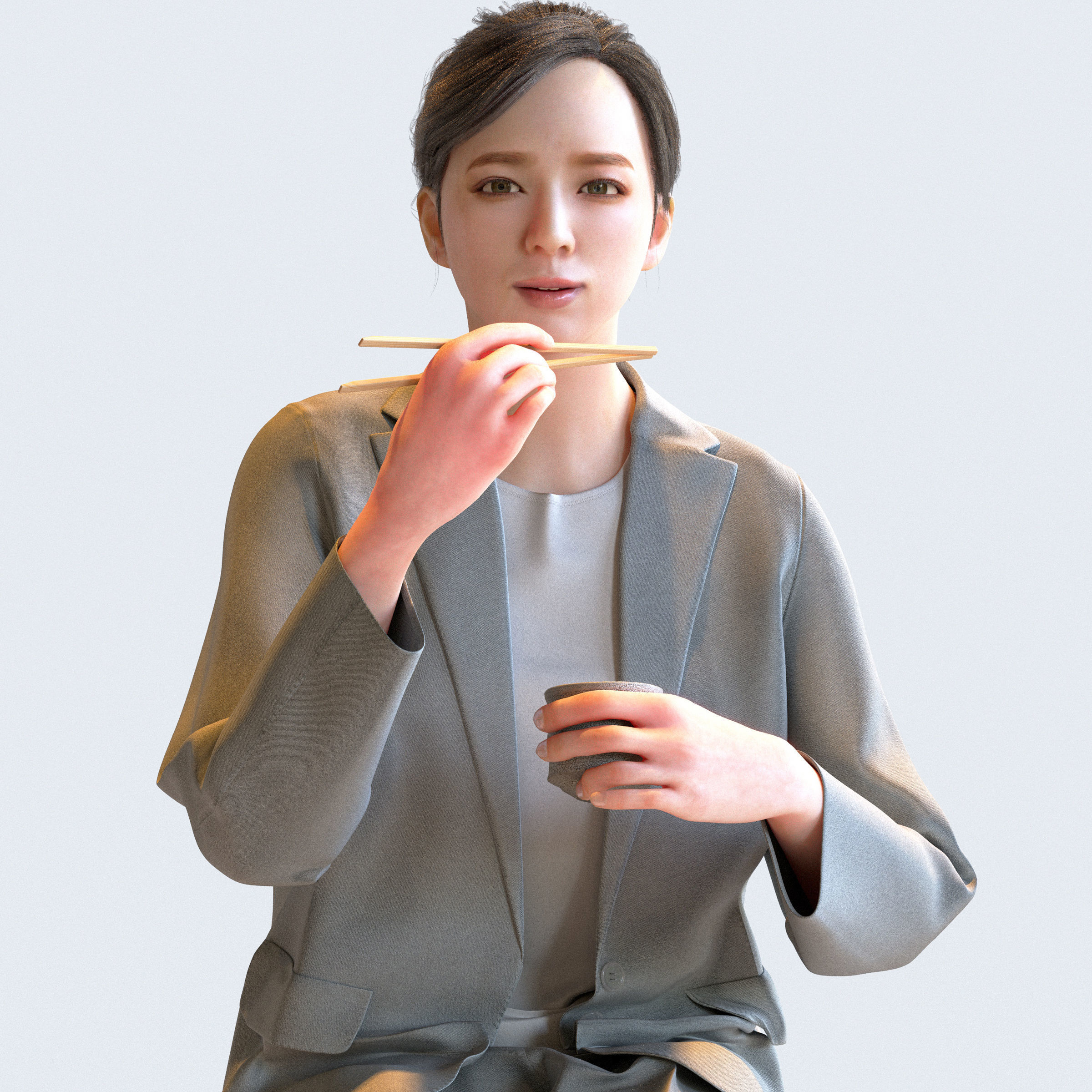 Posed Asian Business Woman - 5 Pack 3 - B1-F3T 3D model_2