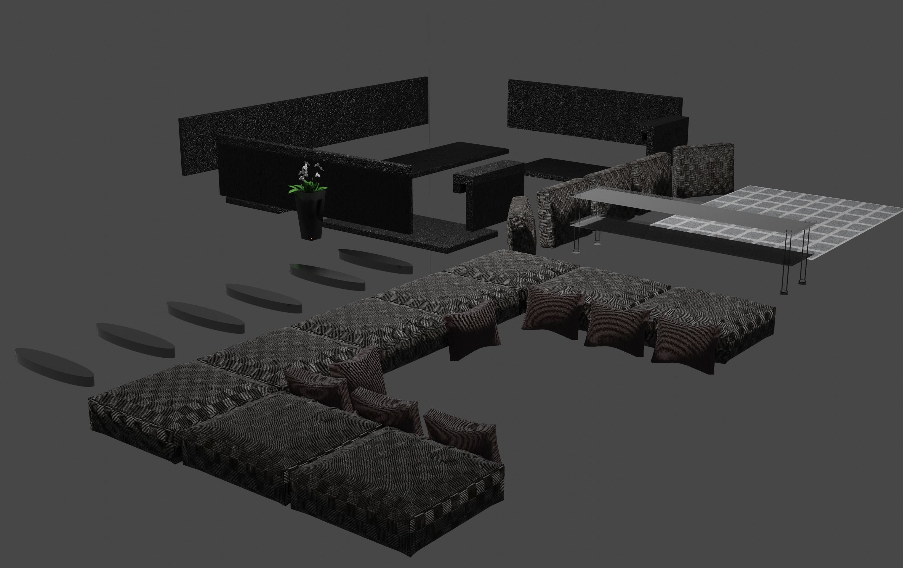 Corner sofa 3D model Free low-poly 3D model_18