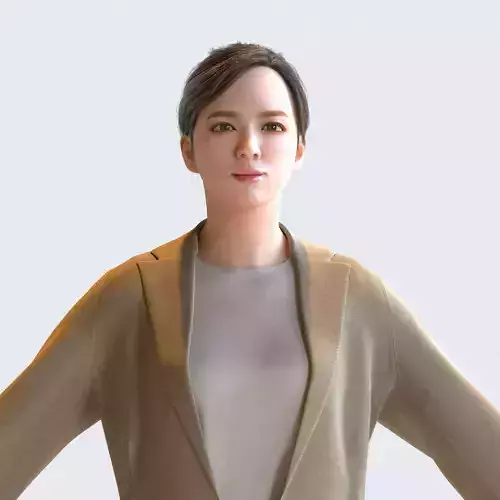 Asian Business Woman in A-pose 3 - B1-F3T A 3D model