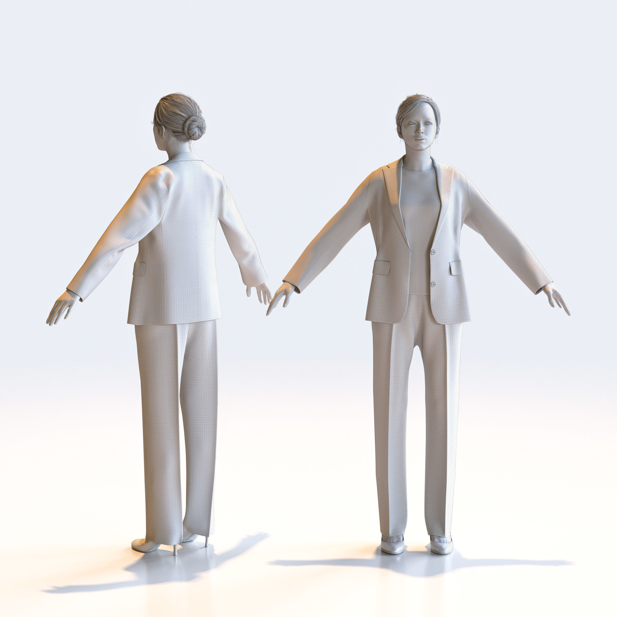 Asian Business Woman in A-pose 3 - B1-F3T A 3D model_2