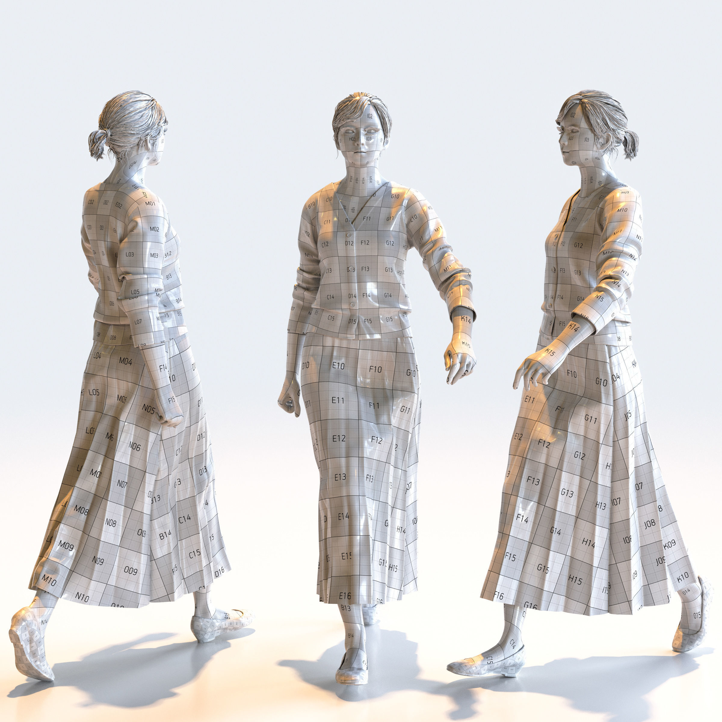 Posed Asian Business Woman - 5 Pack 4 - B1-F4H 3D model_17