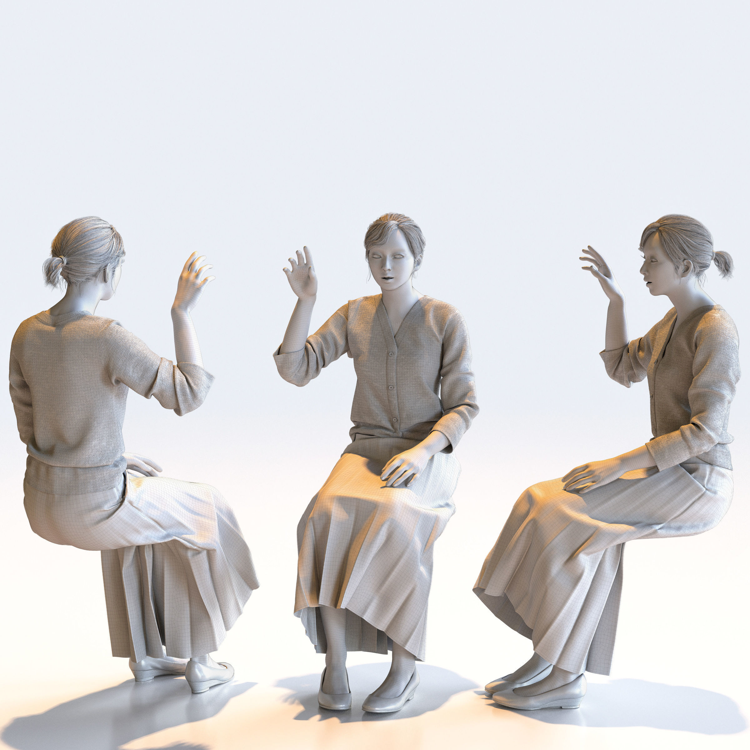 Posed Asian Business Woman - 5 Pack 4 - B1-F4H 3D model_9