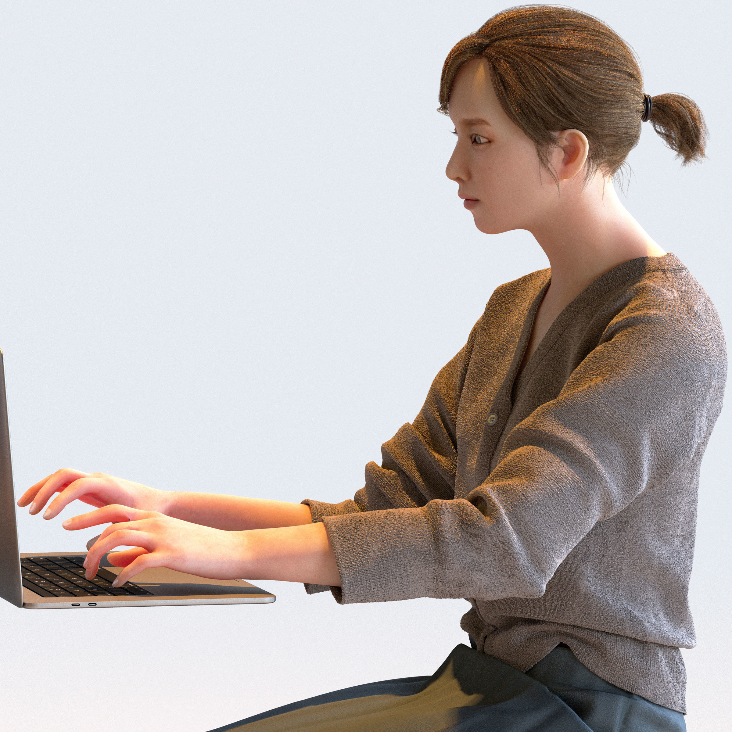 Posed Asian Business Woman - 5 Pack 4 - B1-F4H 3D model_2