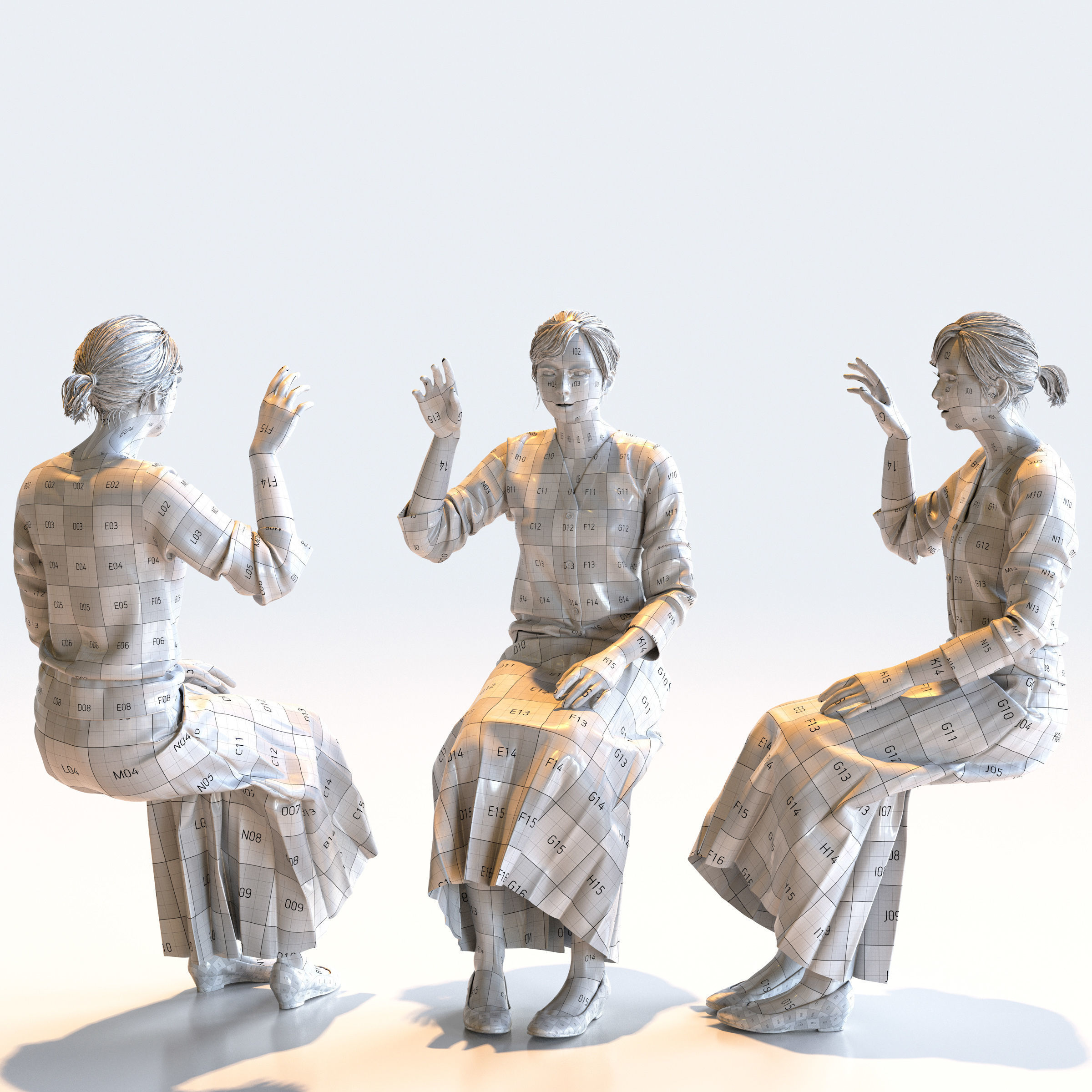 Posed Asian Business Woman - 5 Pack 4 - B1-F4H 3D model_8