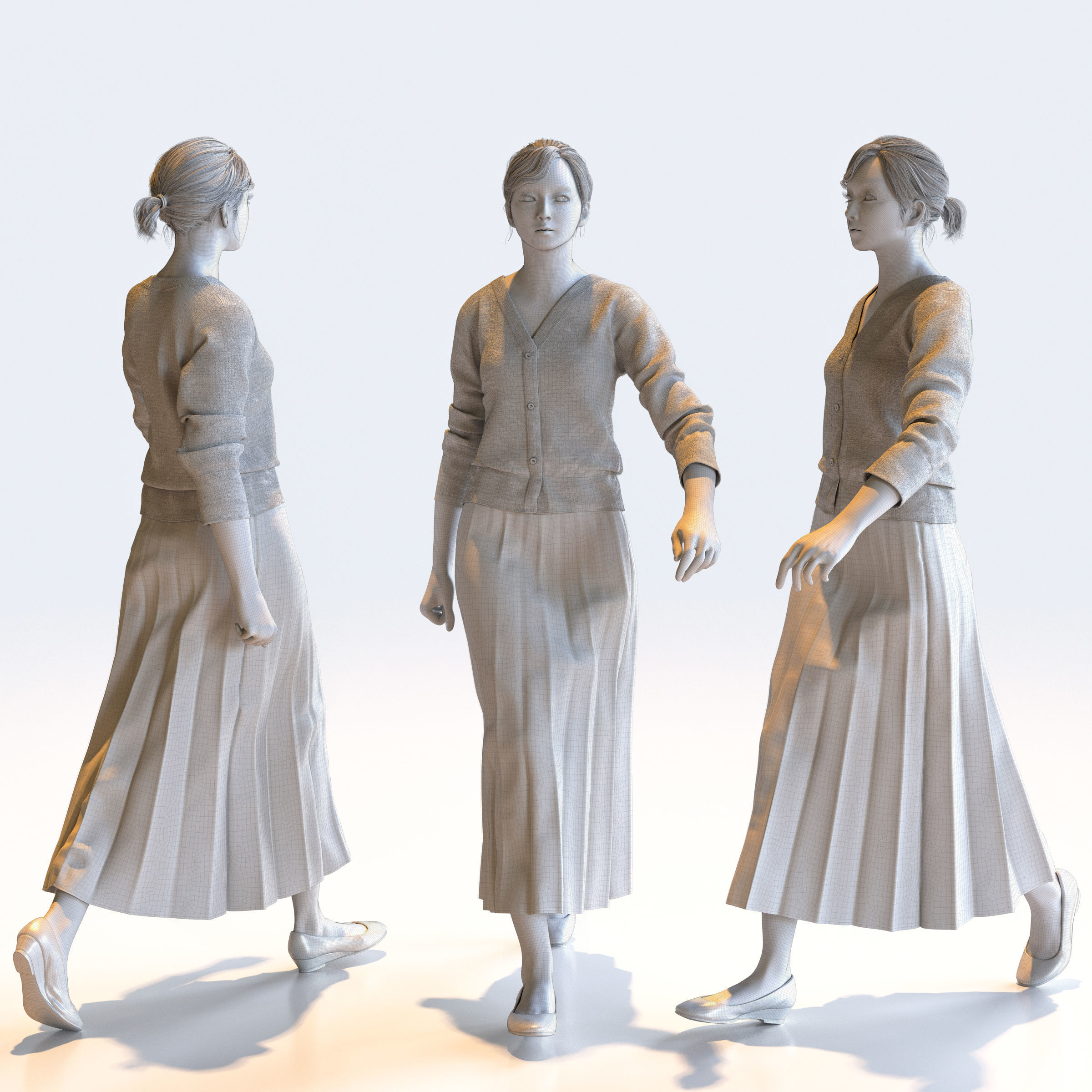 Posed Asian Business Woman - 5 Pack 4 - B1-F4H 3D model_16