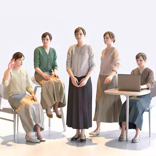 Posed Asian Business Woman - 5 Pack 4 - B1-F4H 3D model