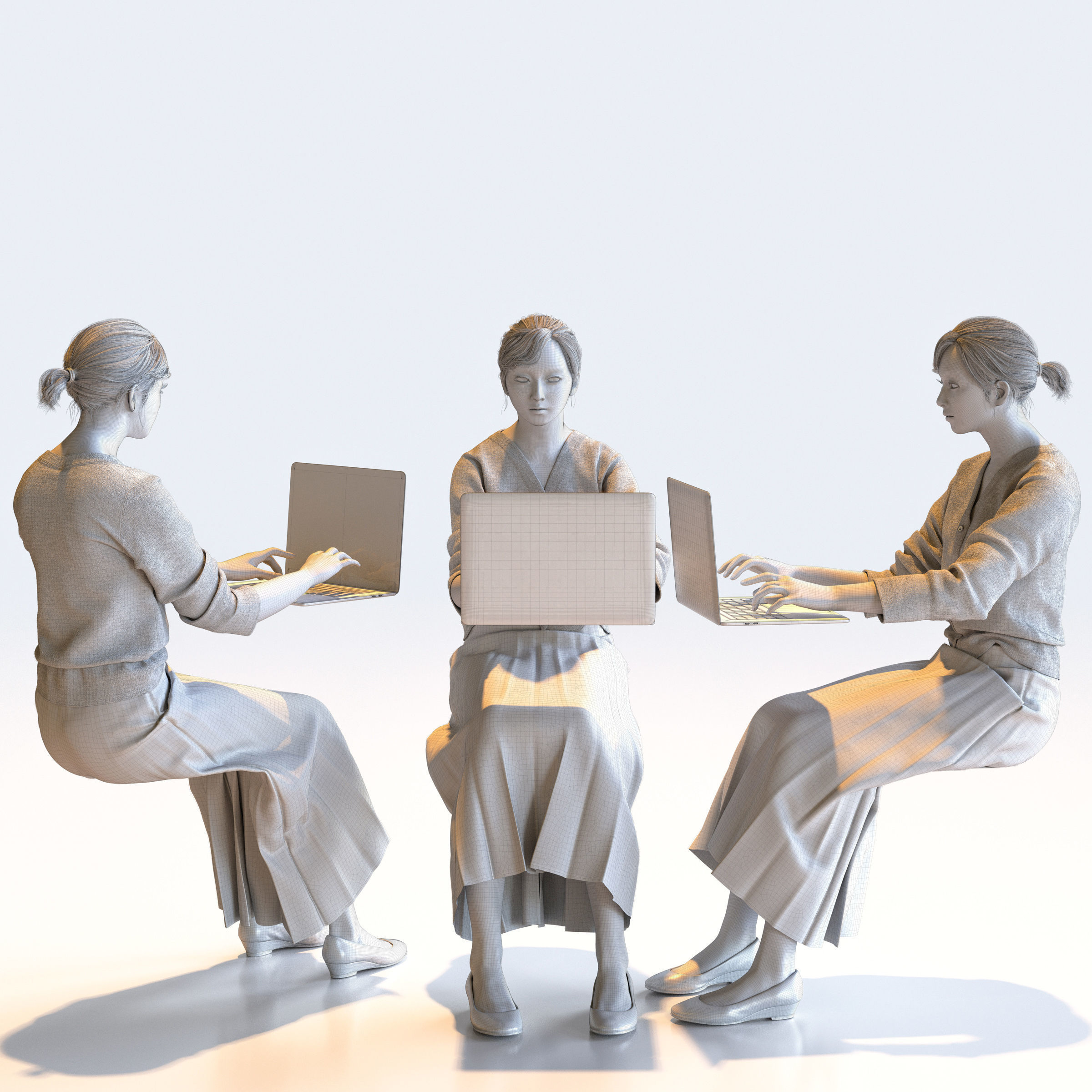 Posed Asian Business Woman - 5 Pack 4 - B1-F4H 3D model_4