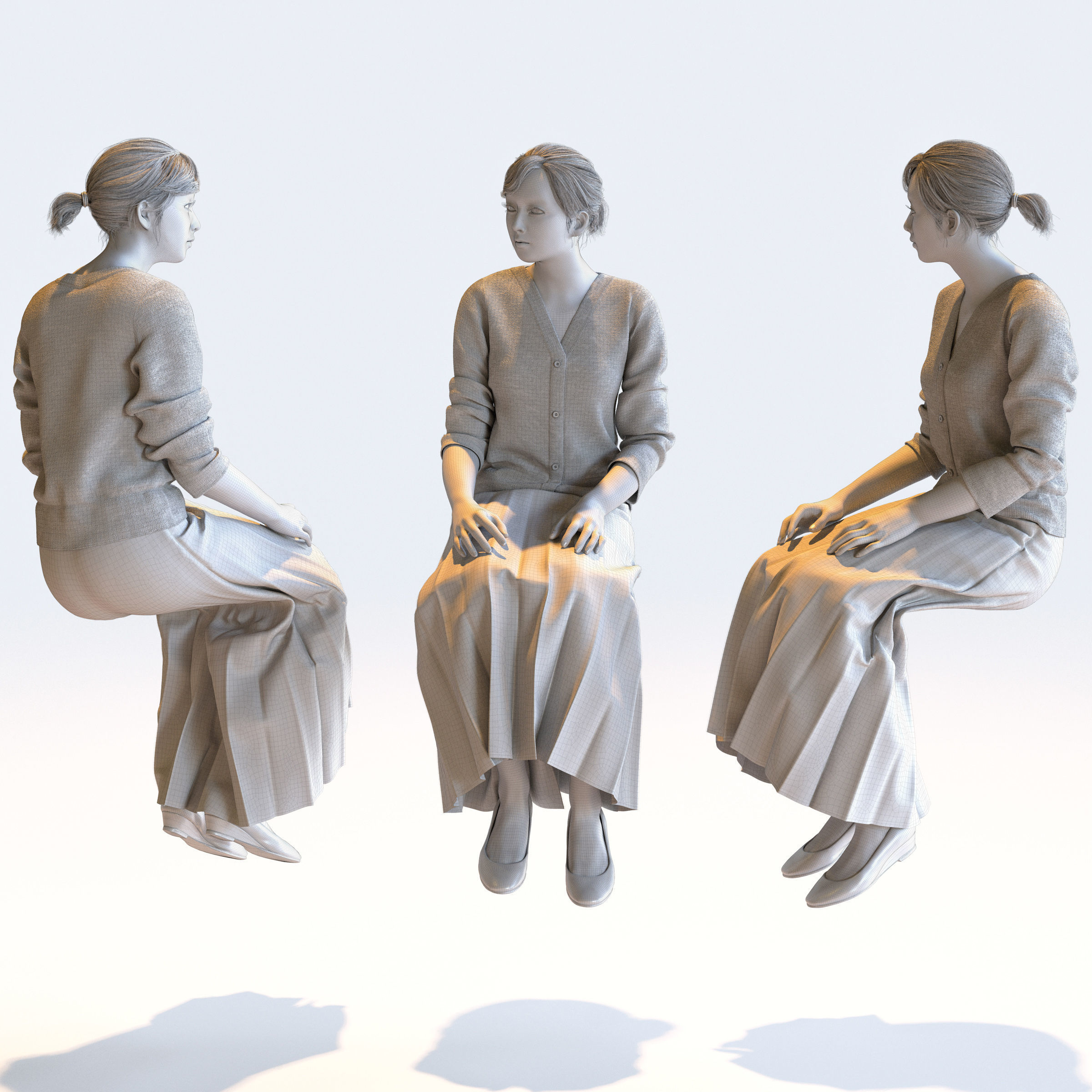 Posed Asian Business Woman - 5 Pack 4 - B1-F4H 3D model_20