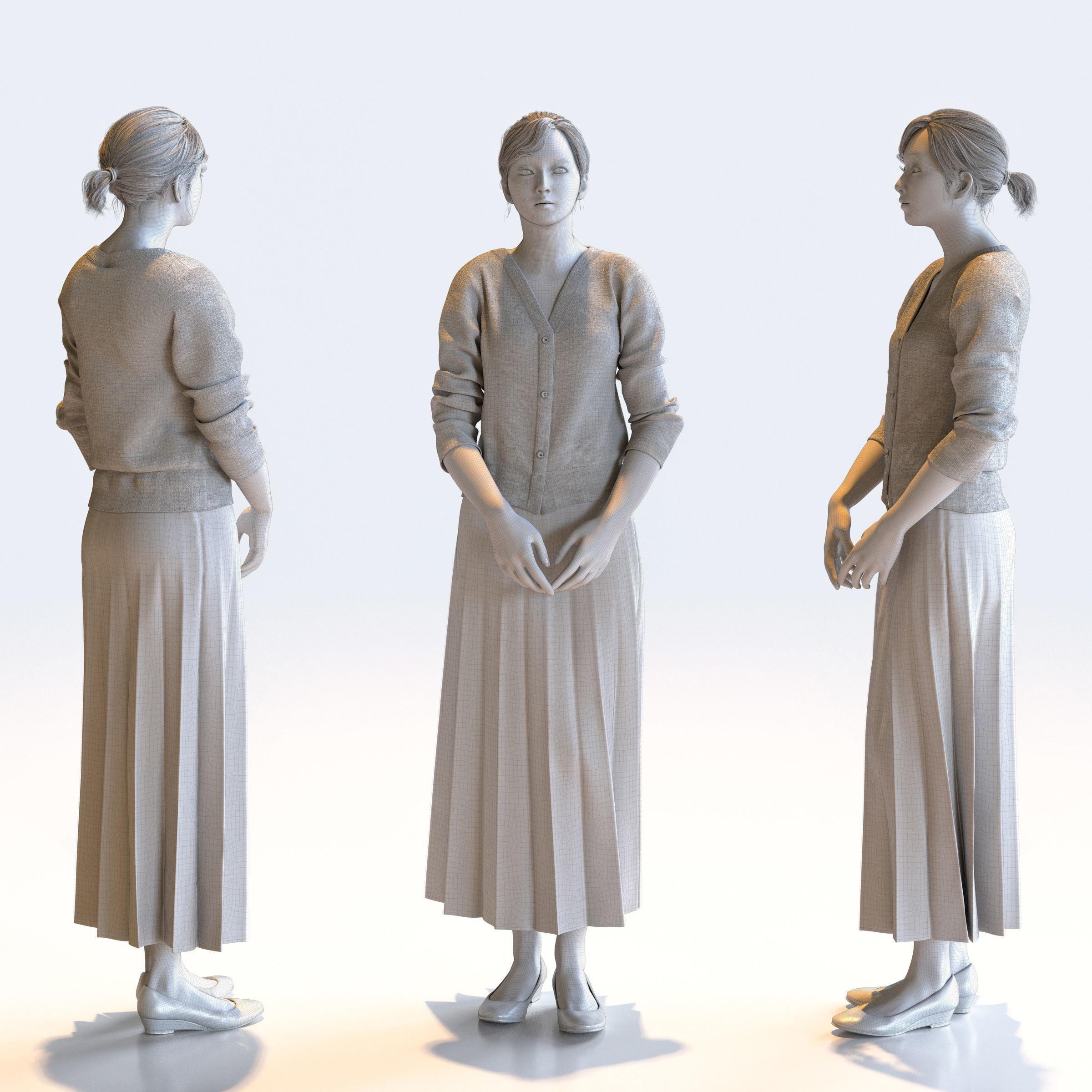 Posed Asian Business Woman - 5 Pack 4 - B1-F4H 3D model_12