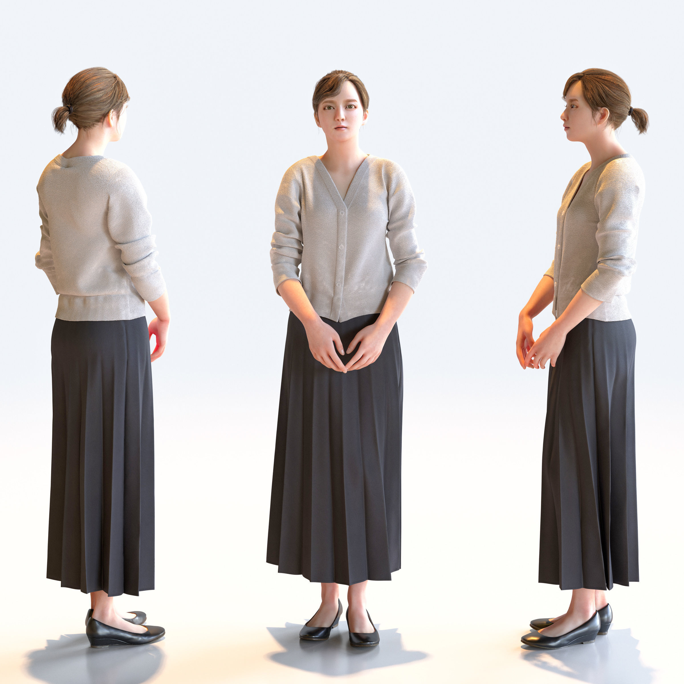 Posed Asian Business Woman - 5 Pack 4 - B1-F4H 3D model_11