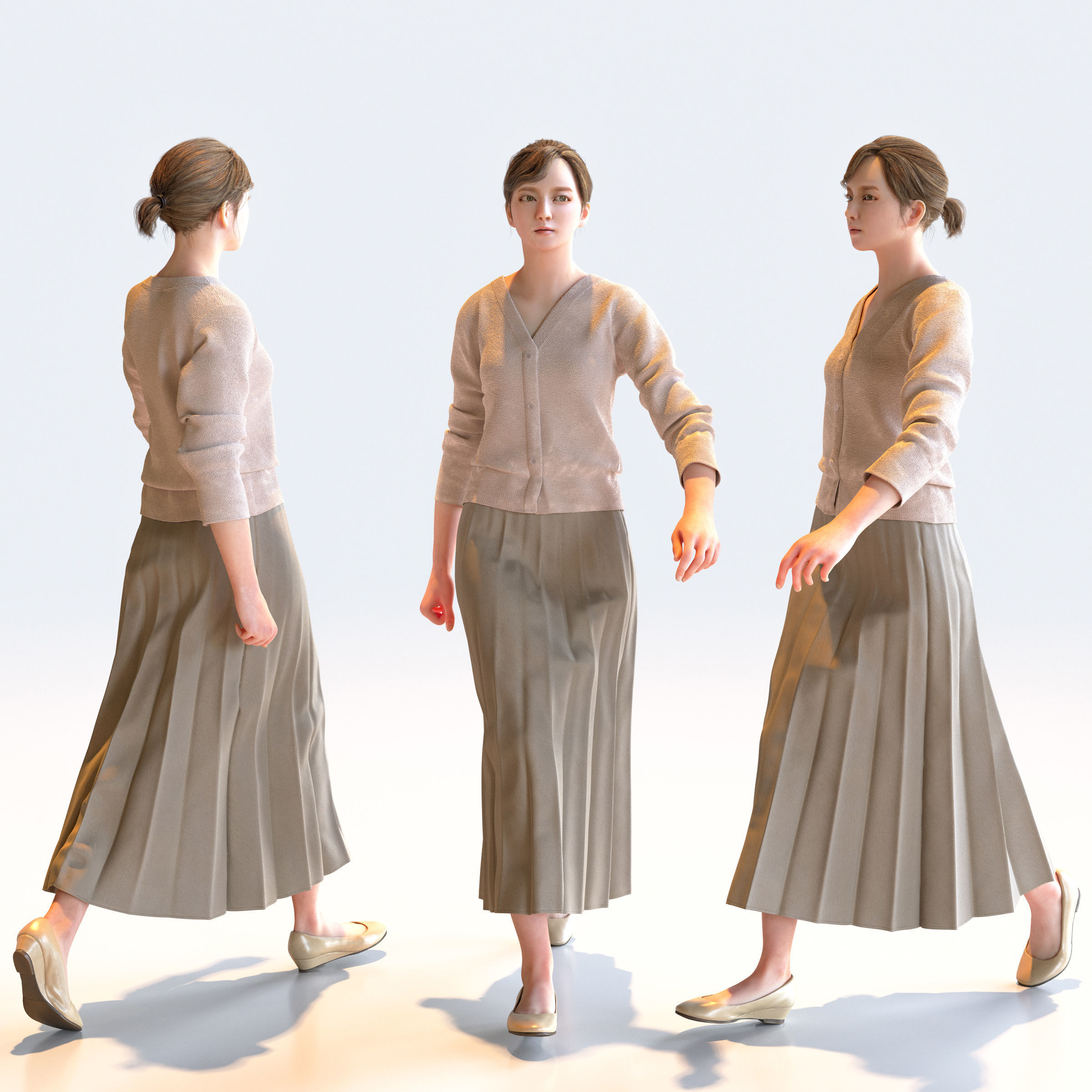 Posed Asian Business Woman - 5 Pack 4 - B1-F4H 3D model_15