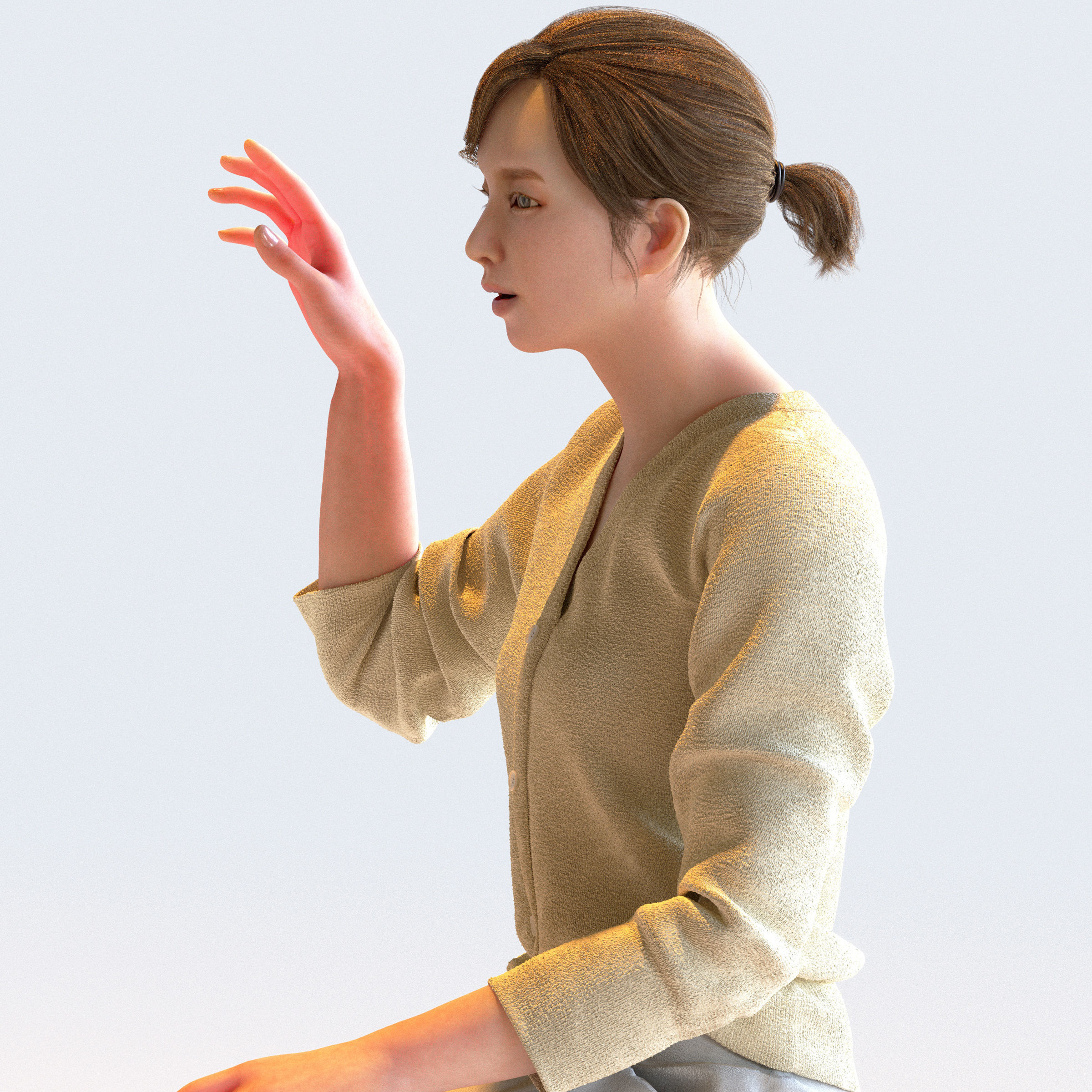 Posed Asian Business Woman - 5 Pack 4 - B1-F4H 3D model_6