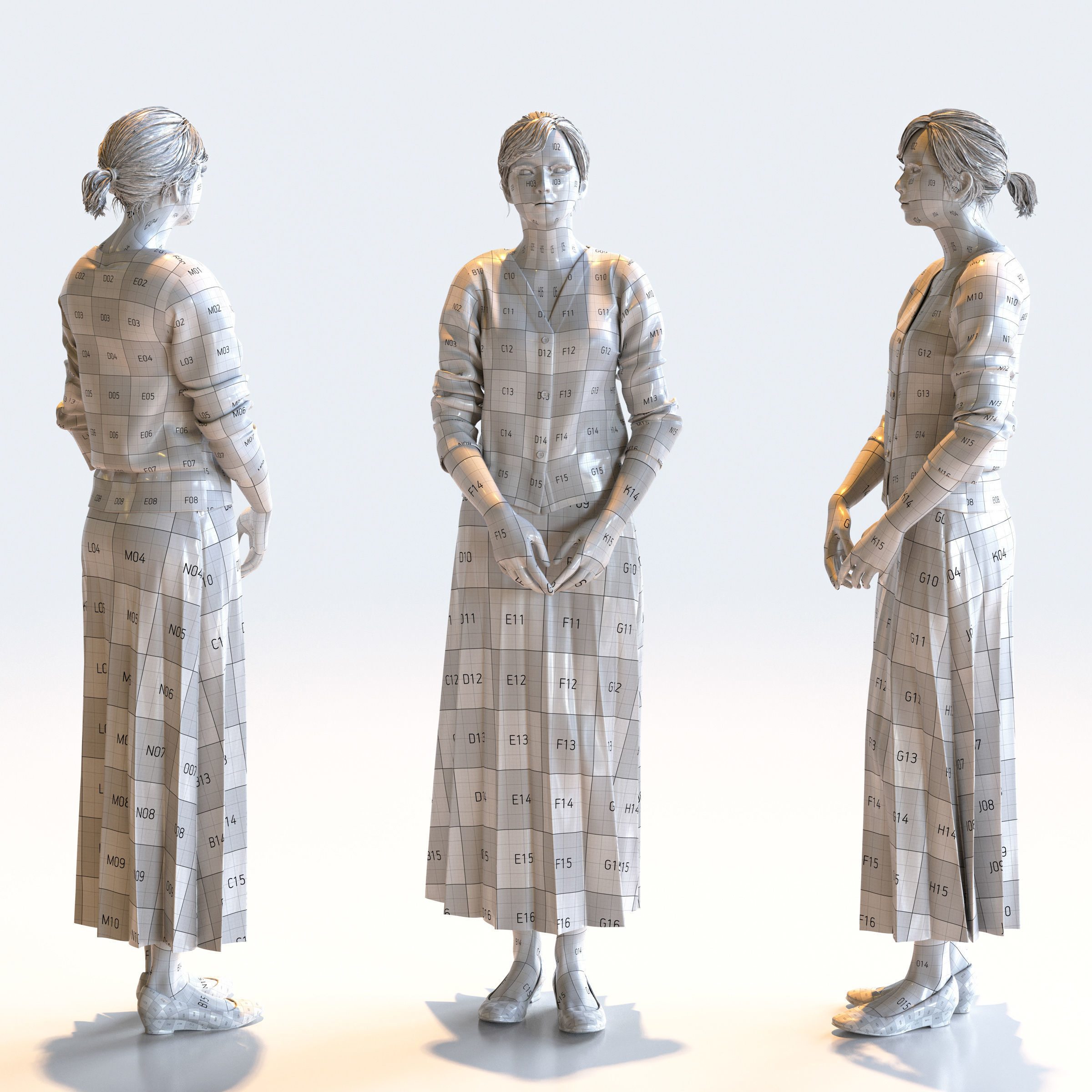 Posed Asian Business Woman - 5 Pack 4 - B1-F4H 3D model_13