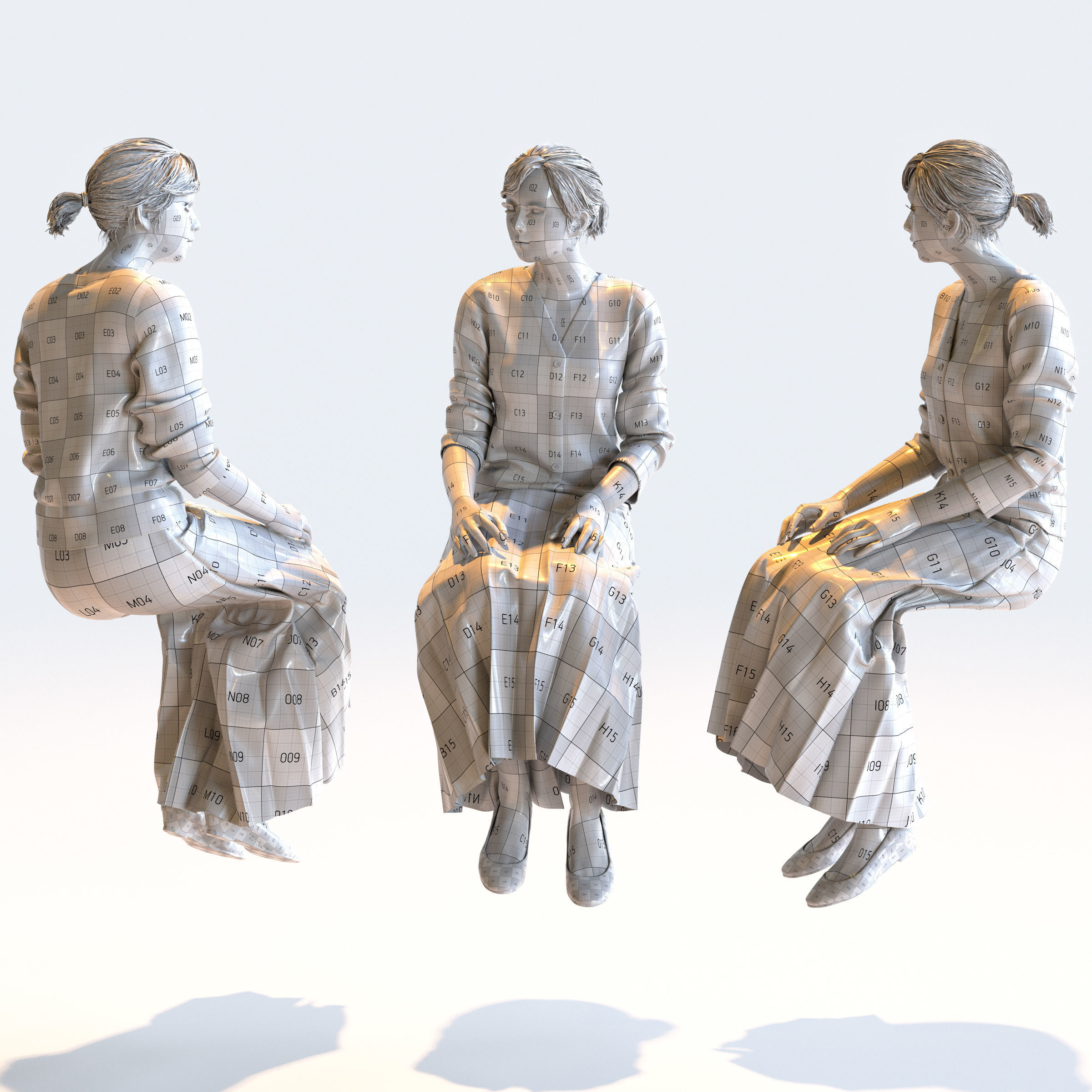 Posed Asian Business Woman - 5 Pack 4 - B1-F4H 3D model_21