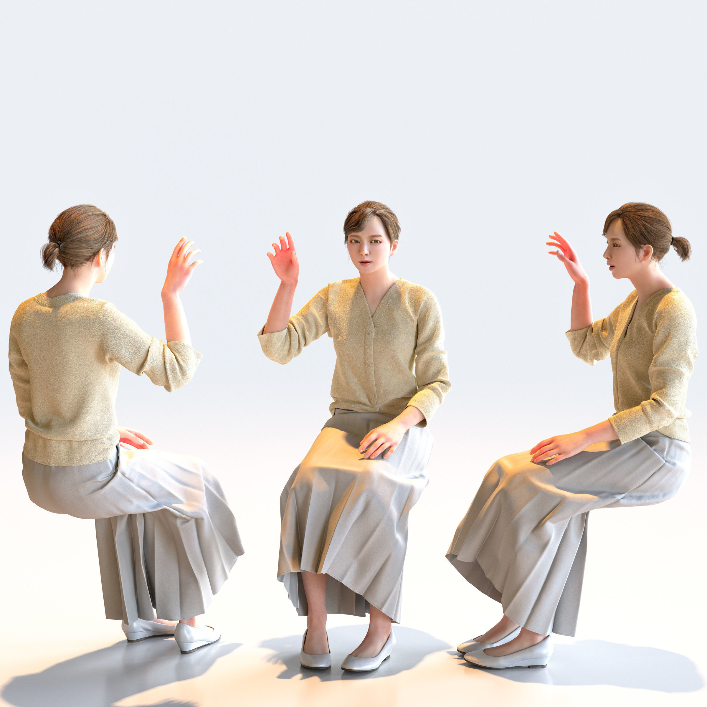 Posed Asian Business Woman - 5 Pack 4 - B1-F4H 3D model_7