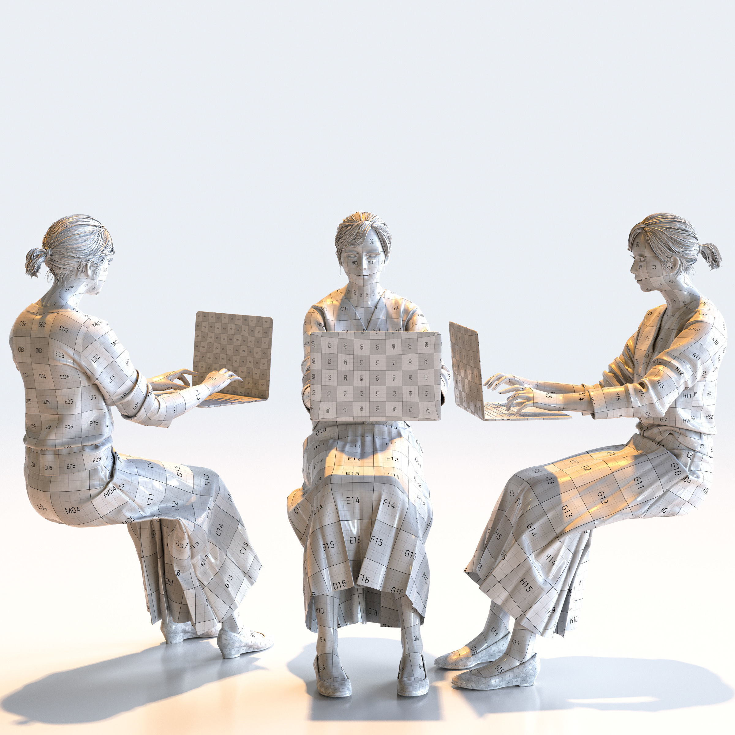 Posed Asian Business Woman - 5 Pack 4 - B1-F4H 3D model_5