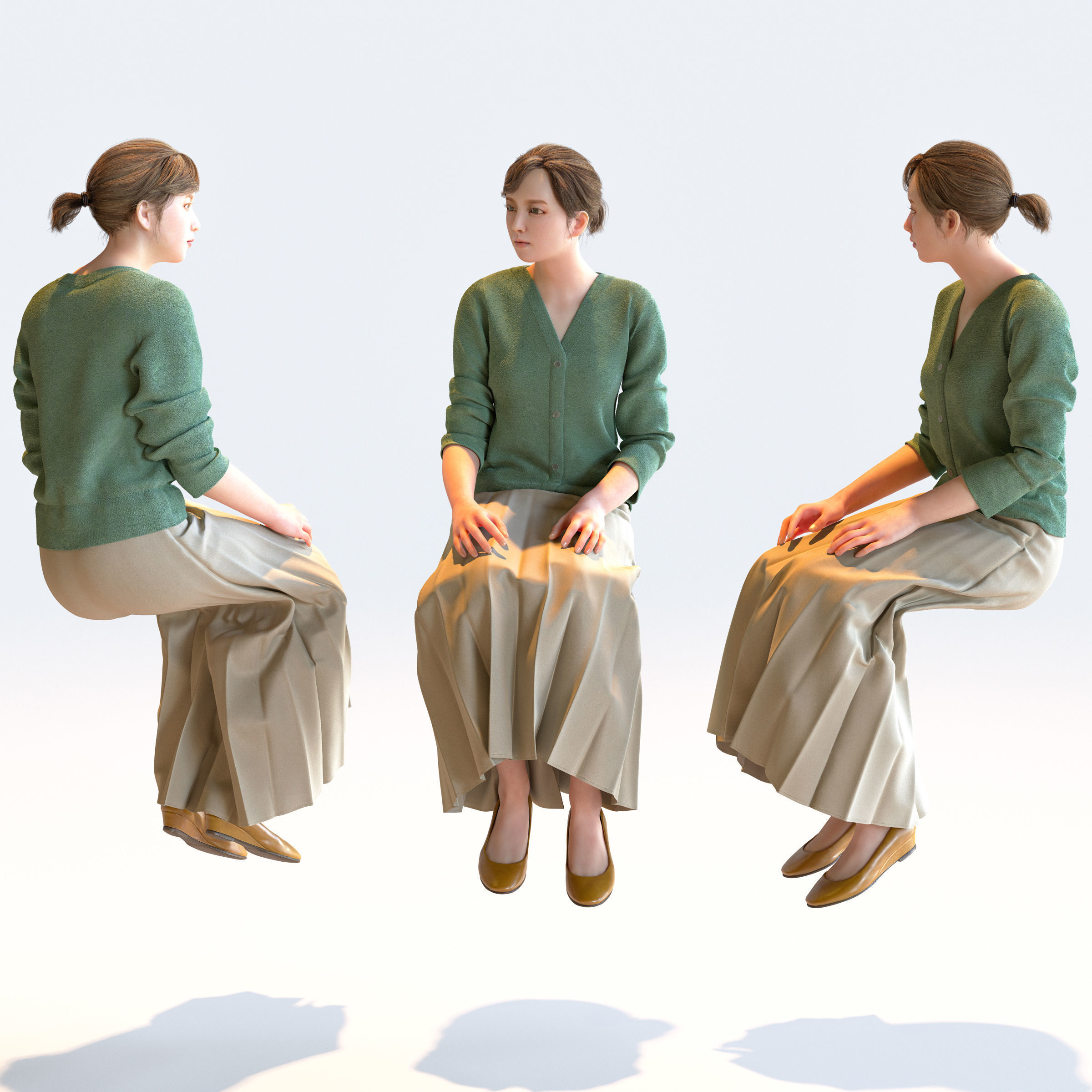 Posed Asian Business Woman - 5 Pack 4 - B1-F4H 3D model_19