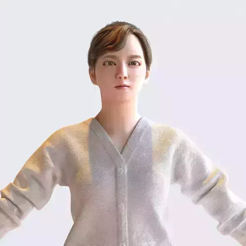 Asian Business Woman in A-pose 4 - B1-F4H A 3D model