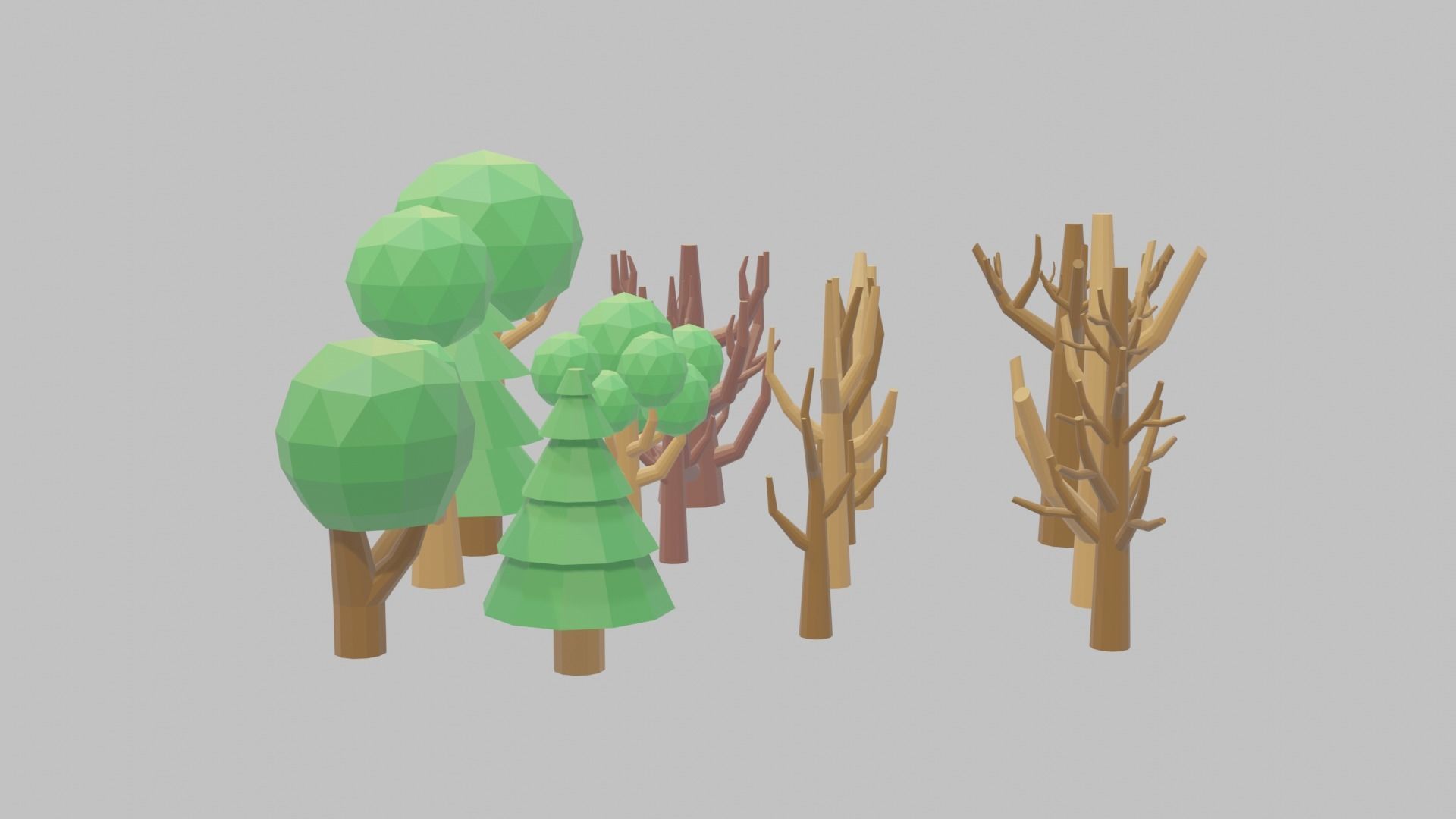 Lowpoly Forest Tree Nature Pack Low-poly 3D model_4