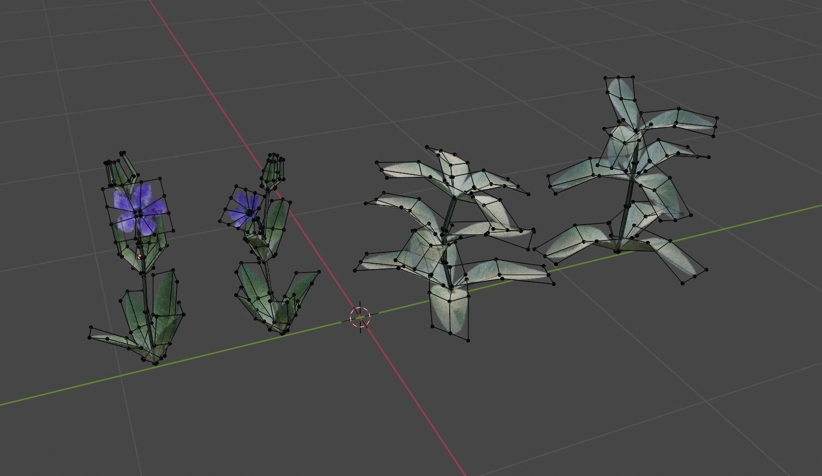 Vinca minor grass Low-poly 3D model_3